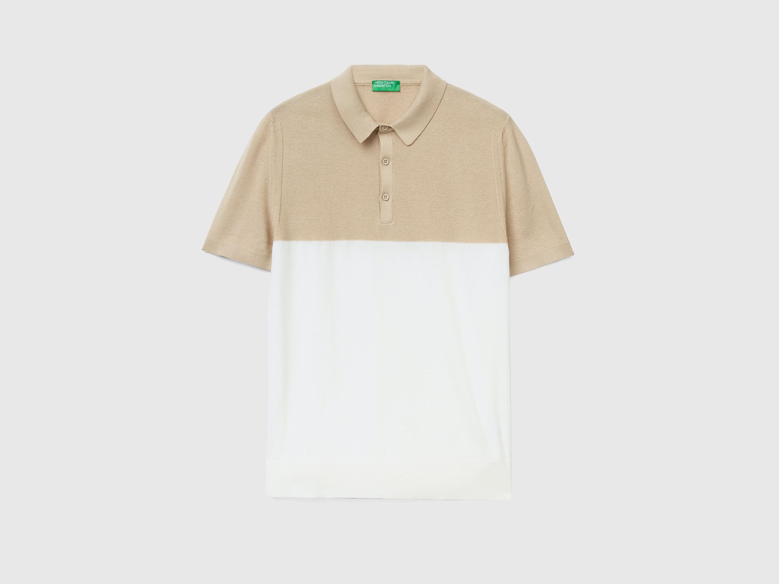 Knit color block polo