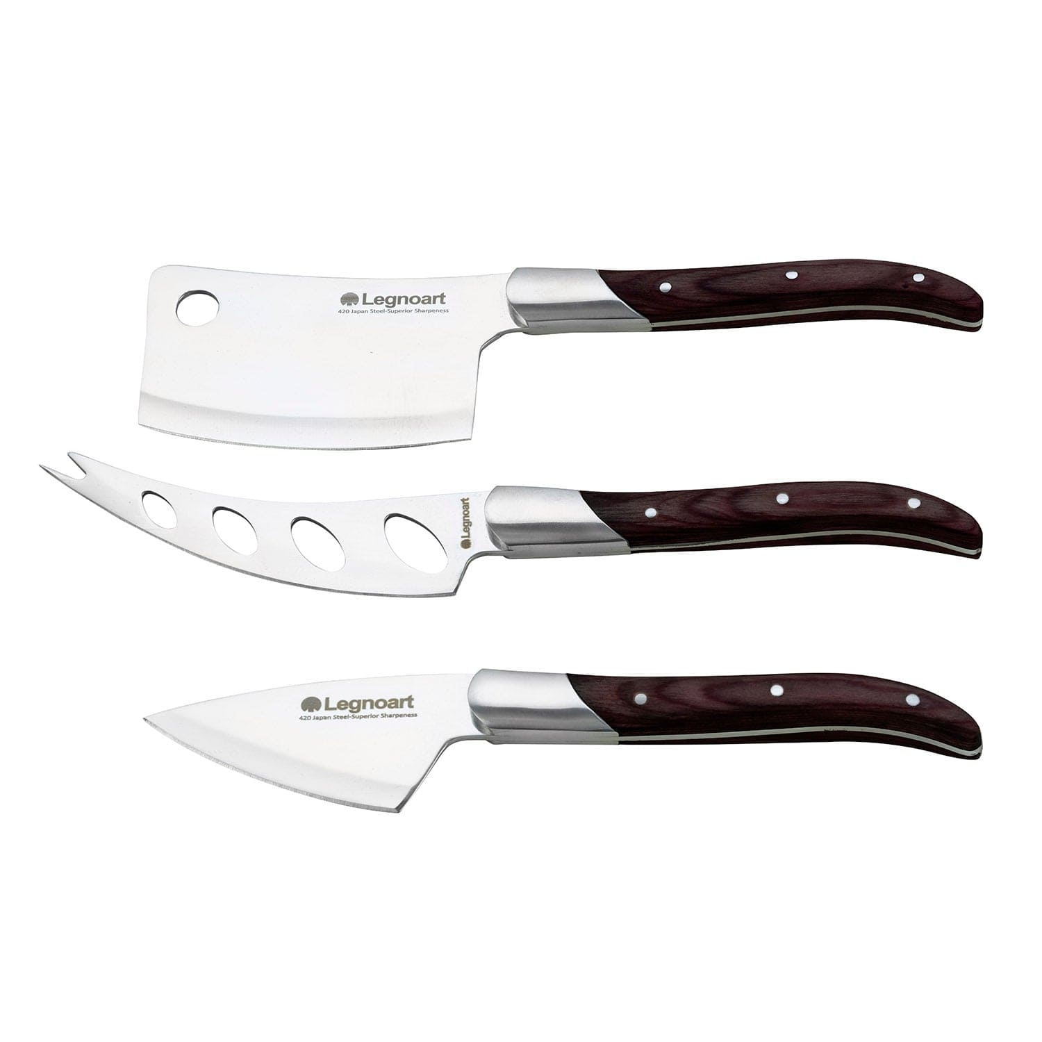 Legnoart Reggio Cheese Set With Dark Wood Handle Ck-20A