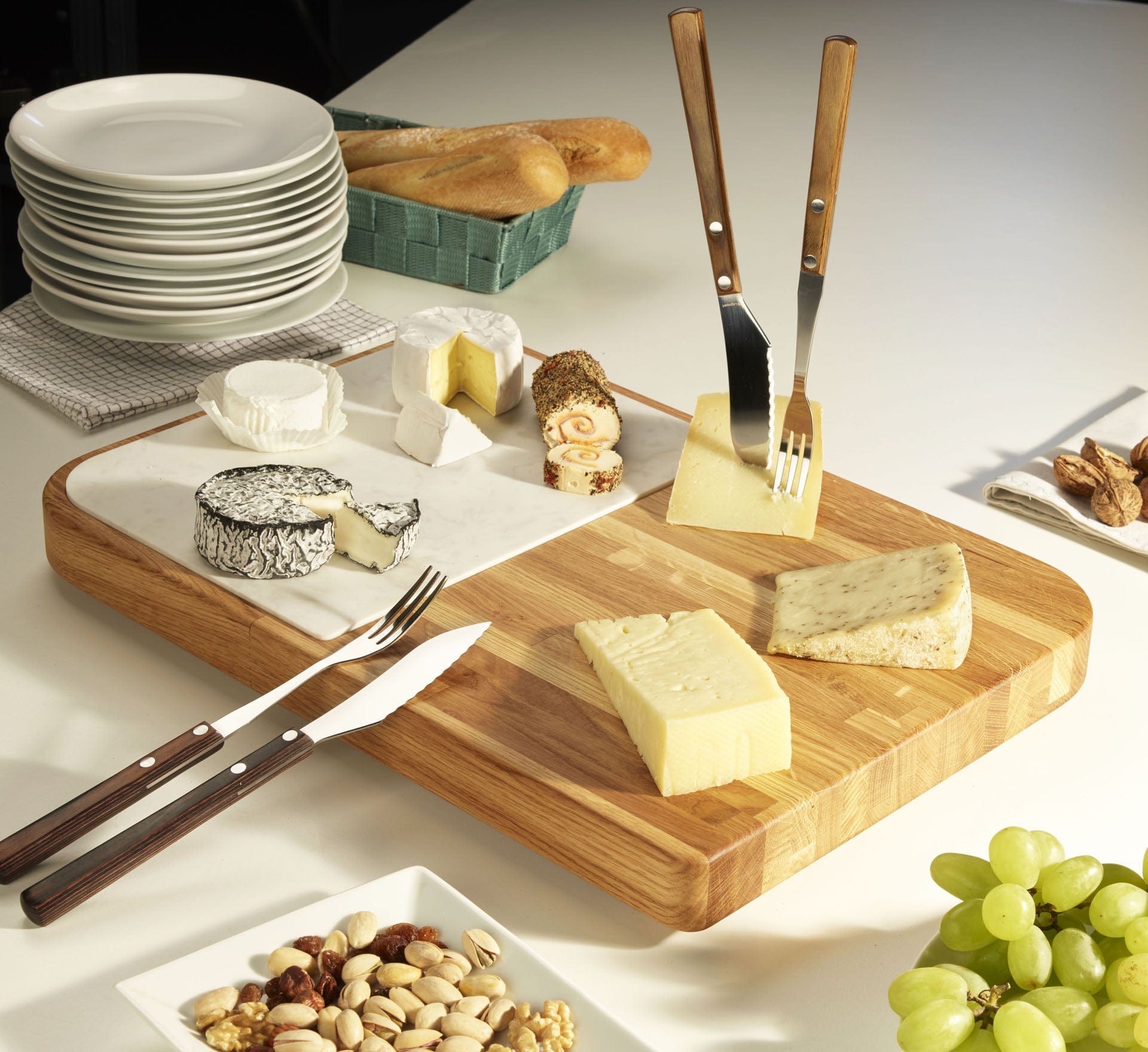 Legnoart Grand Cheese Place Oak Wood Cheese Plate +Marble Insert Mm 500X340X40 Cp-10Xl