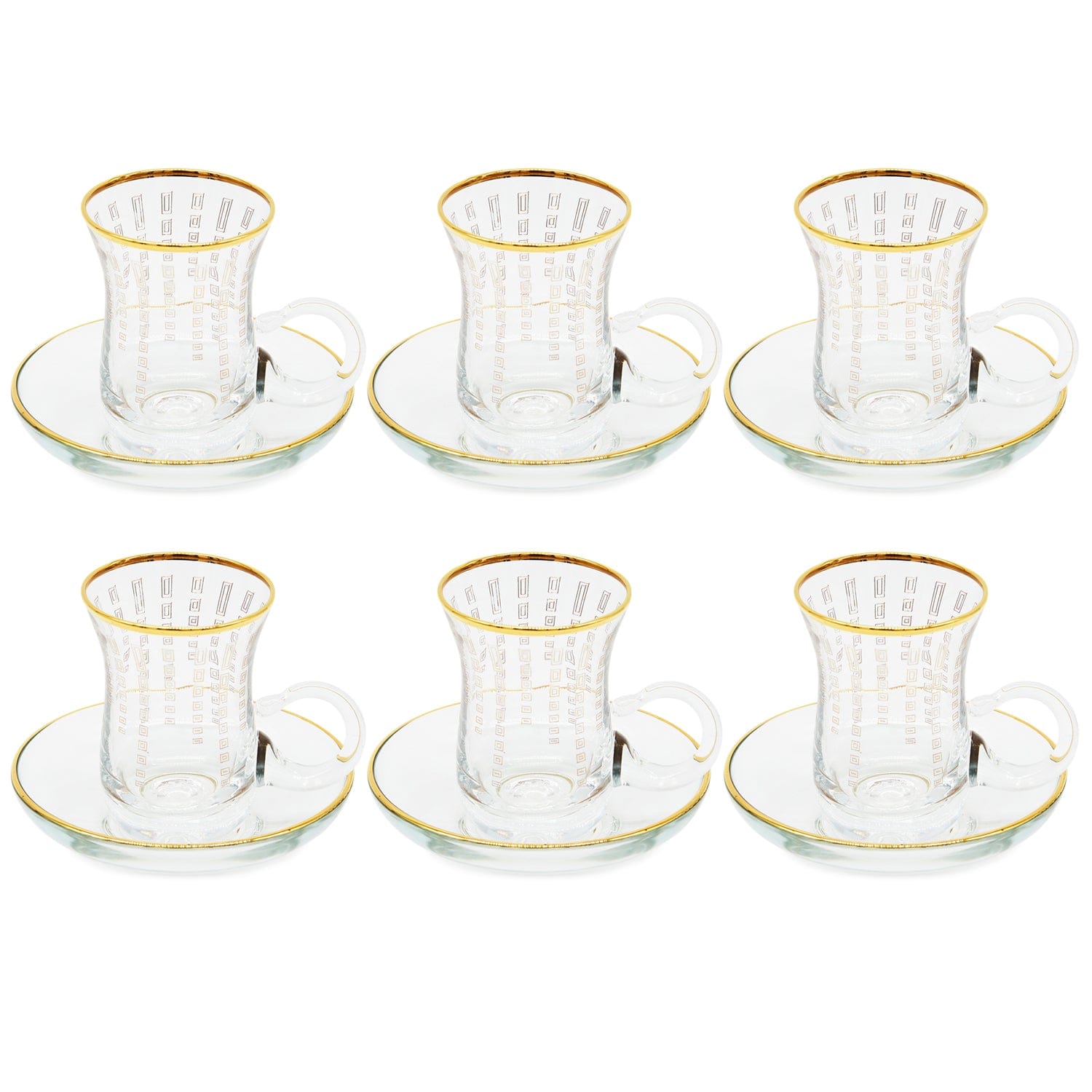 Combi Estella Gold Deco 12Pc Tea Cup W-Hdle -Saucer-G994Z-35