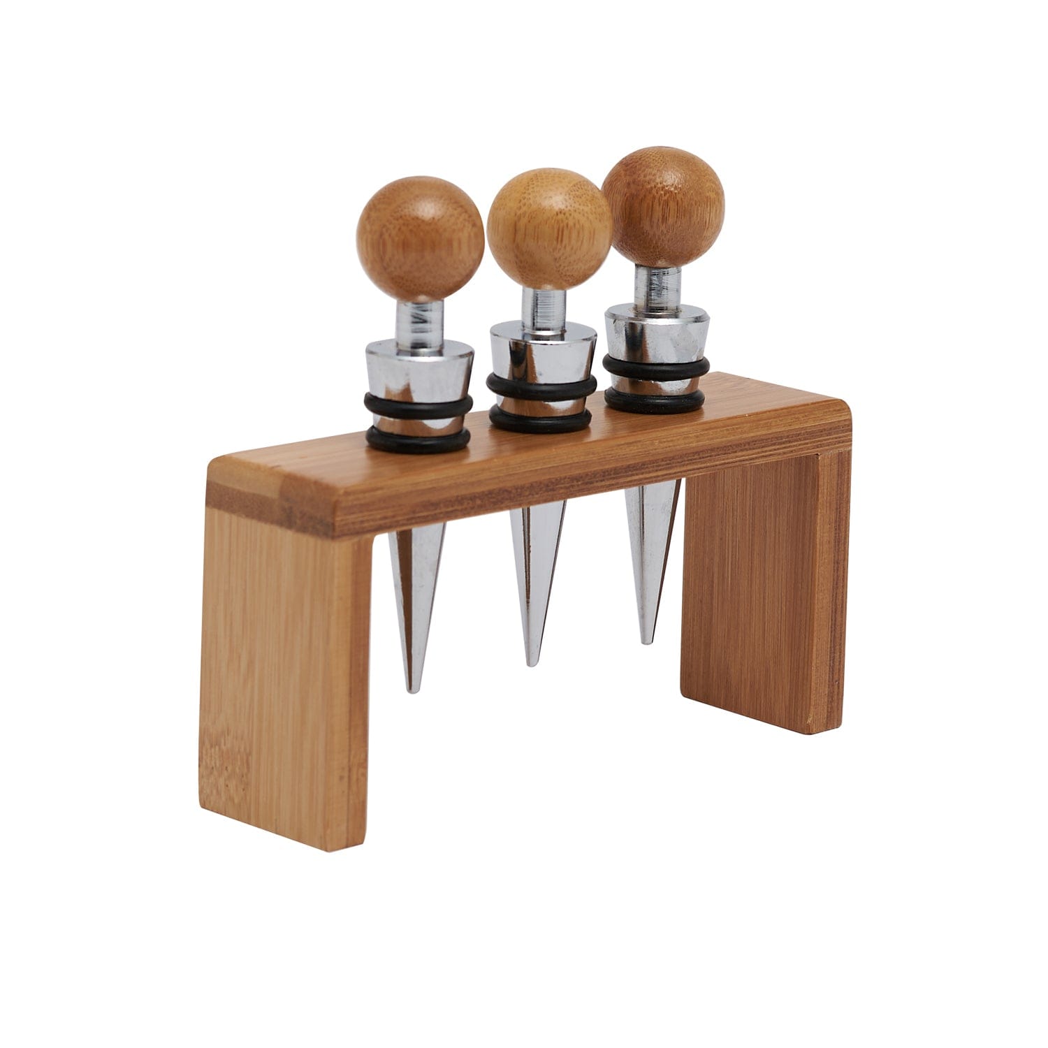 Grunwerg 4PC Wine Stopper Set Wooden Case - 4WS/BB