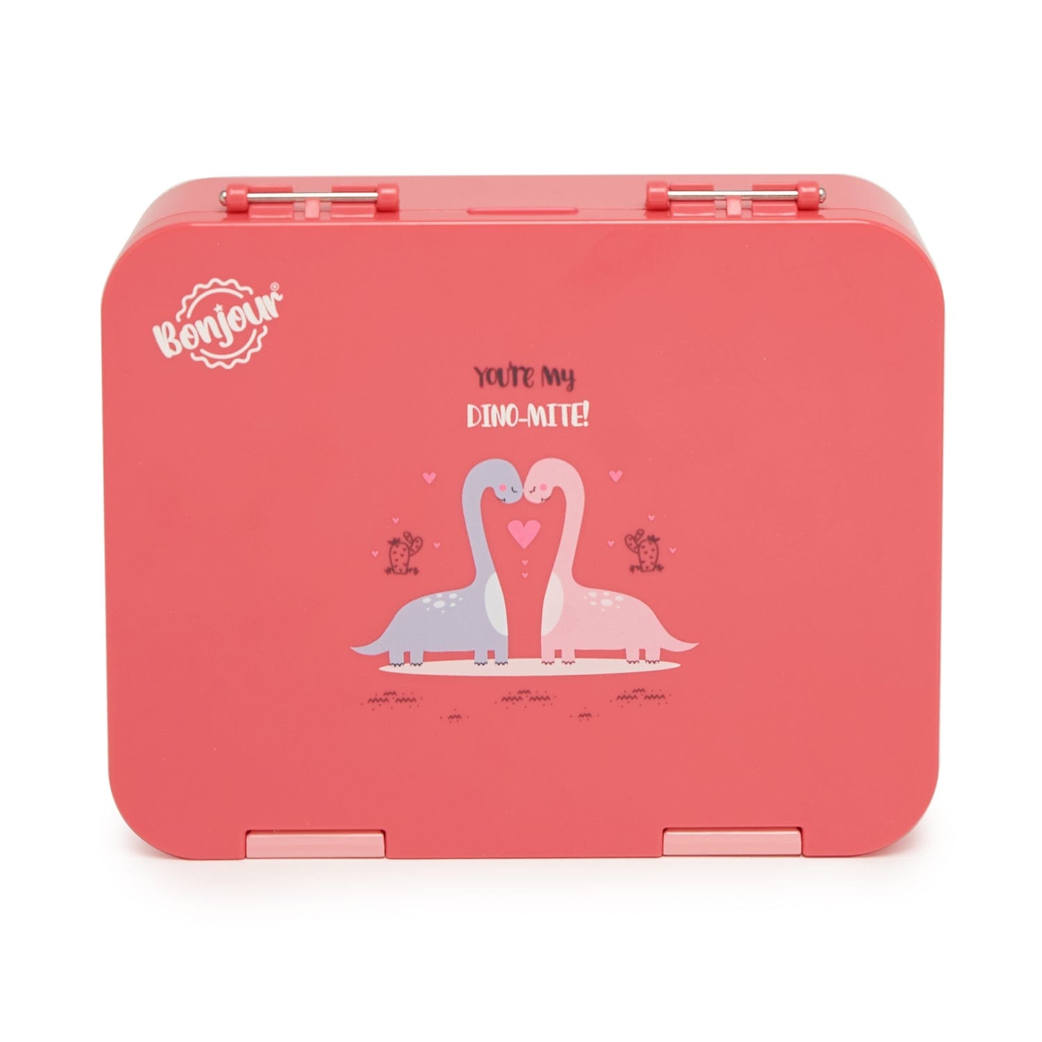 BONJOUR RECTANGULAR LUNCH BOX PINK DINO