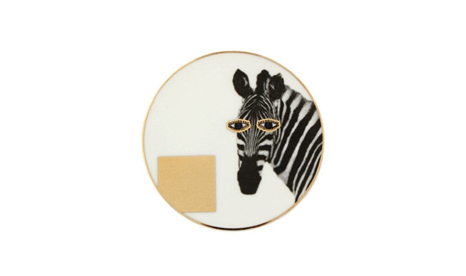 PORLAND PORSELEN WILD LIFE ZEBRA COASTER 10CM