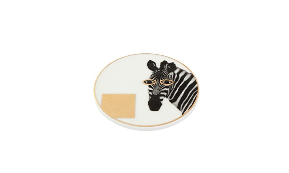 PORLAND PORSELEN WILD LIFE ZEBRA COASTER 10CM