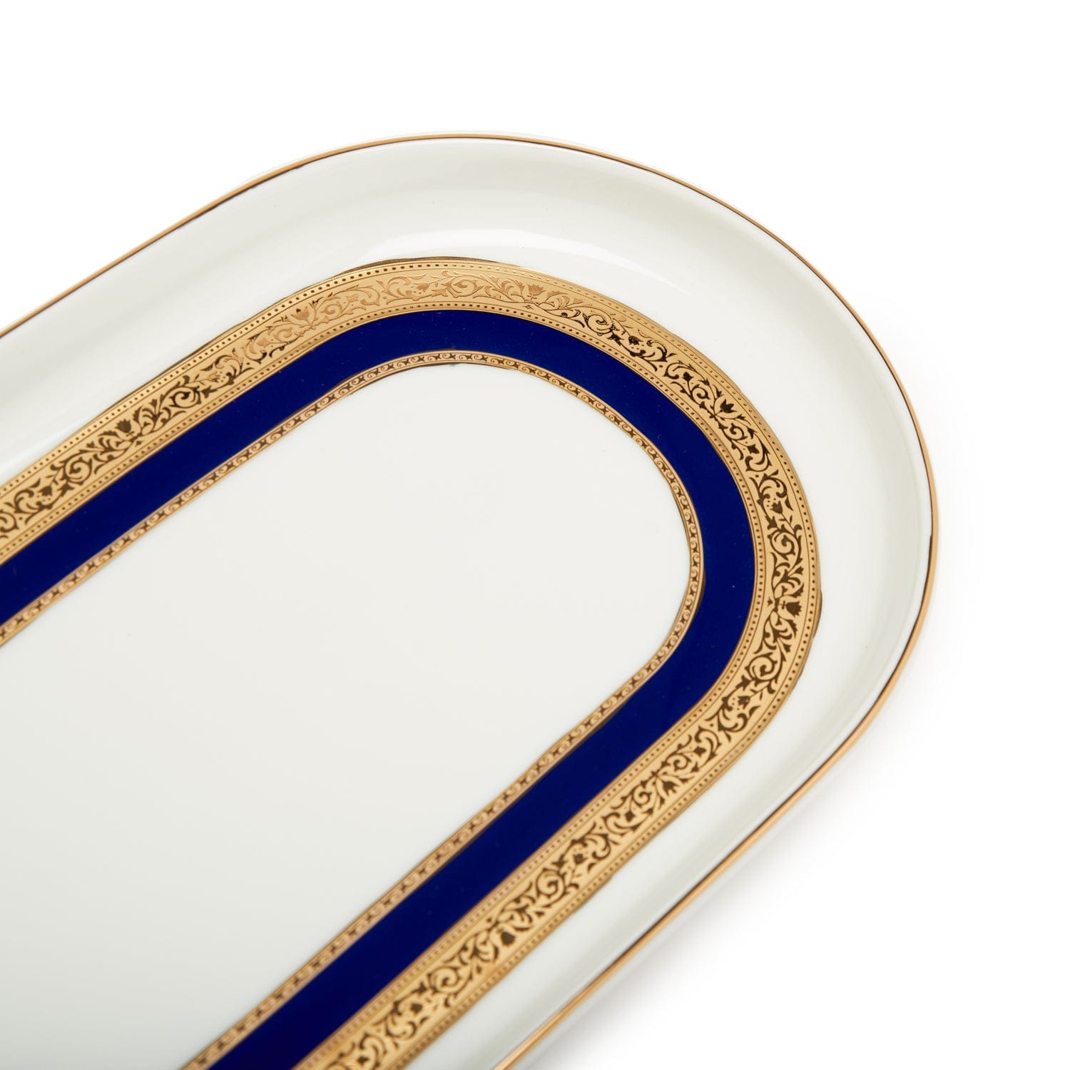 Dankotuwa Victorian Gold Cobalt 14In Oval Platter - Medium