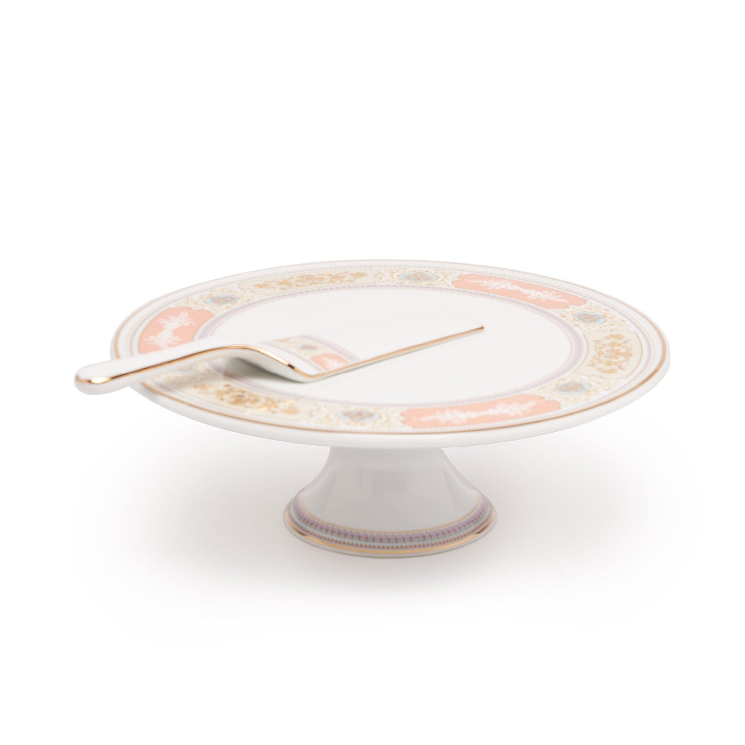 Dankotuwa New Rosemery Peach 1Tier Cake Stand And Serving Spoon