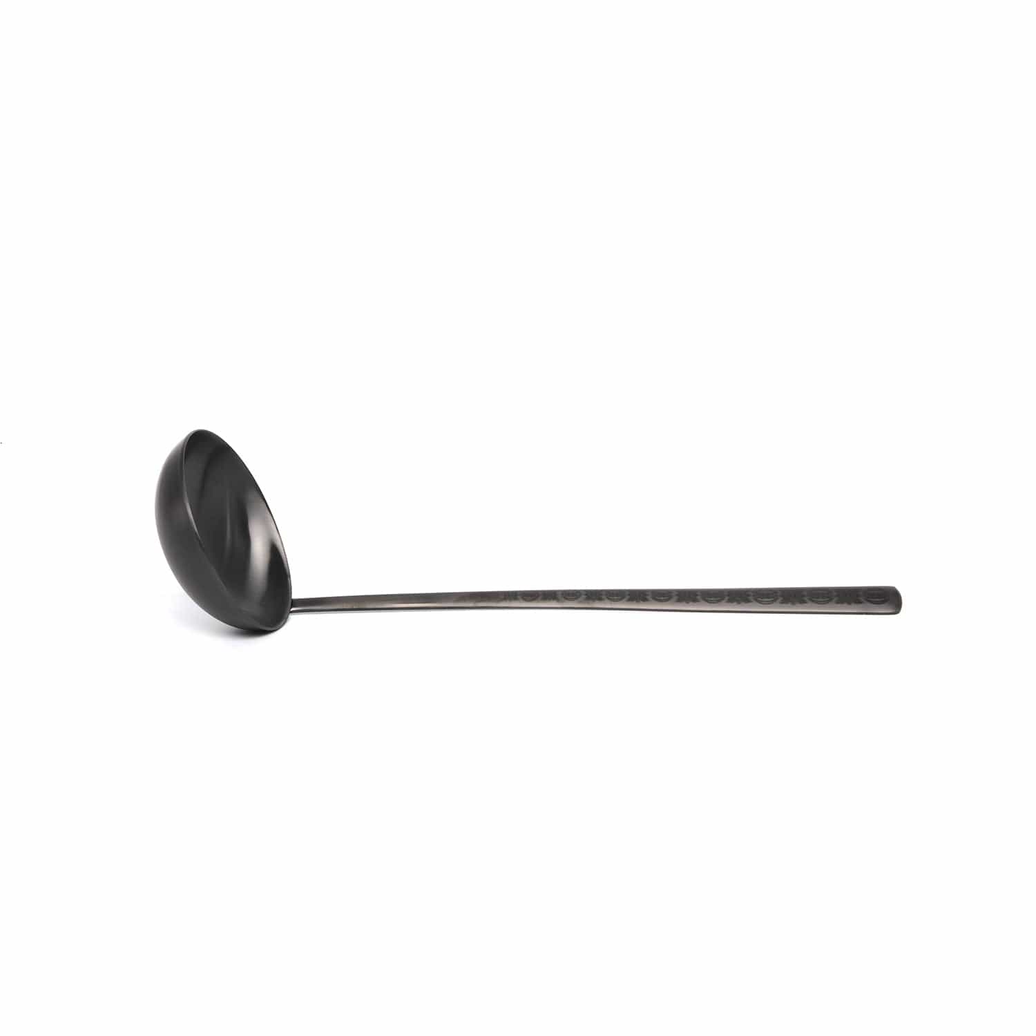 Belo Inox Obelisko Cutlery In Matt Black With Laser Engraved Soup Ladle - Gift Box