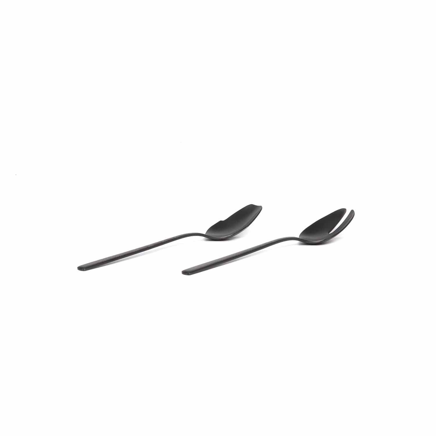 Belo Inox Obelisko Cutlery In Matt Black With Laser Engraved- Salad Serving 2P - Gift Box