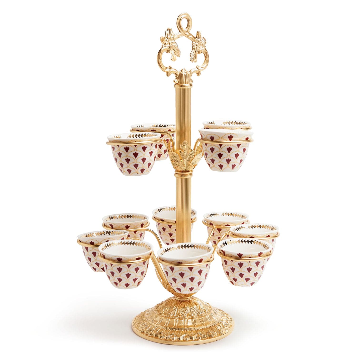 Royal Red Gawa Cups Holder Set Of 12 Pcs Red And Gold - A35218021