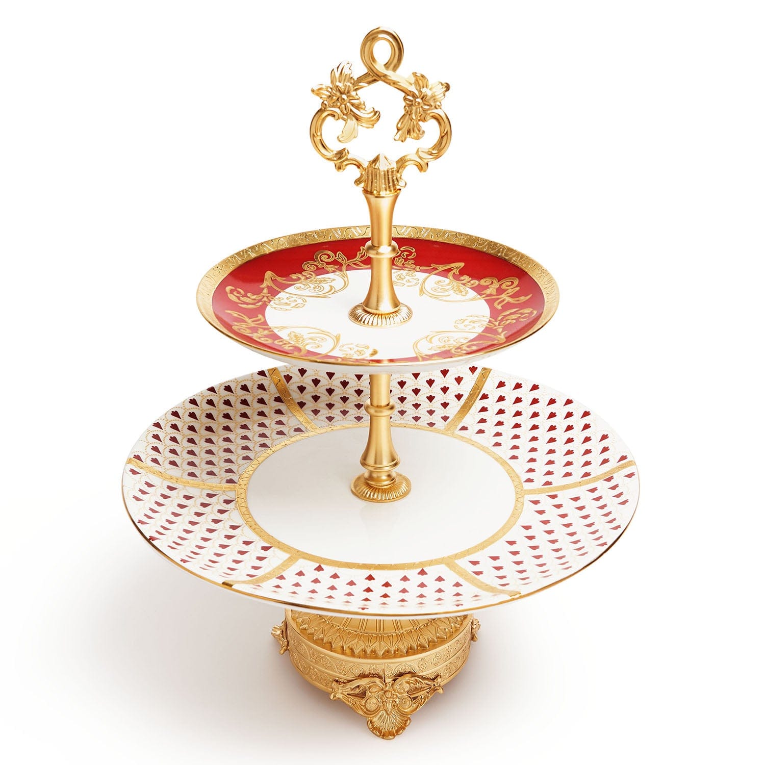 Royal Red 2 Tier Etagere Red And Gold - A3521069B