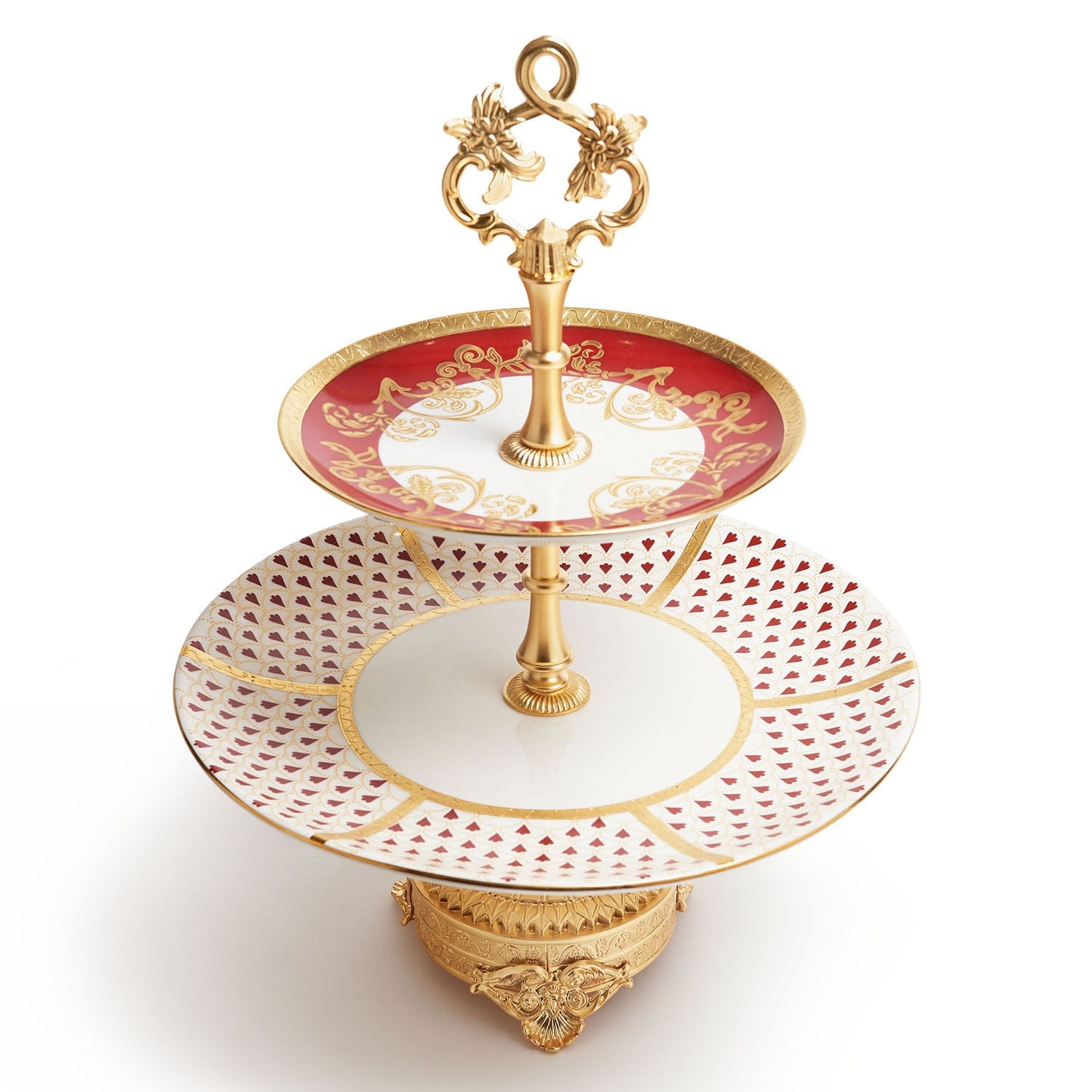 Royal Red 2 Tier Etagere Red And Gold - A3521069B