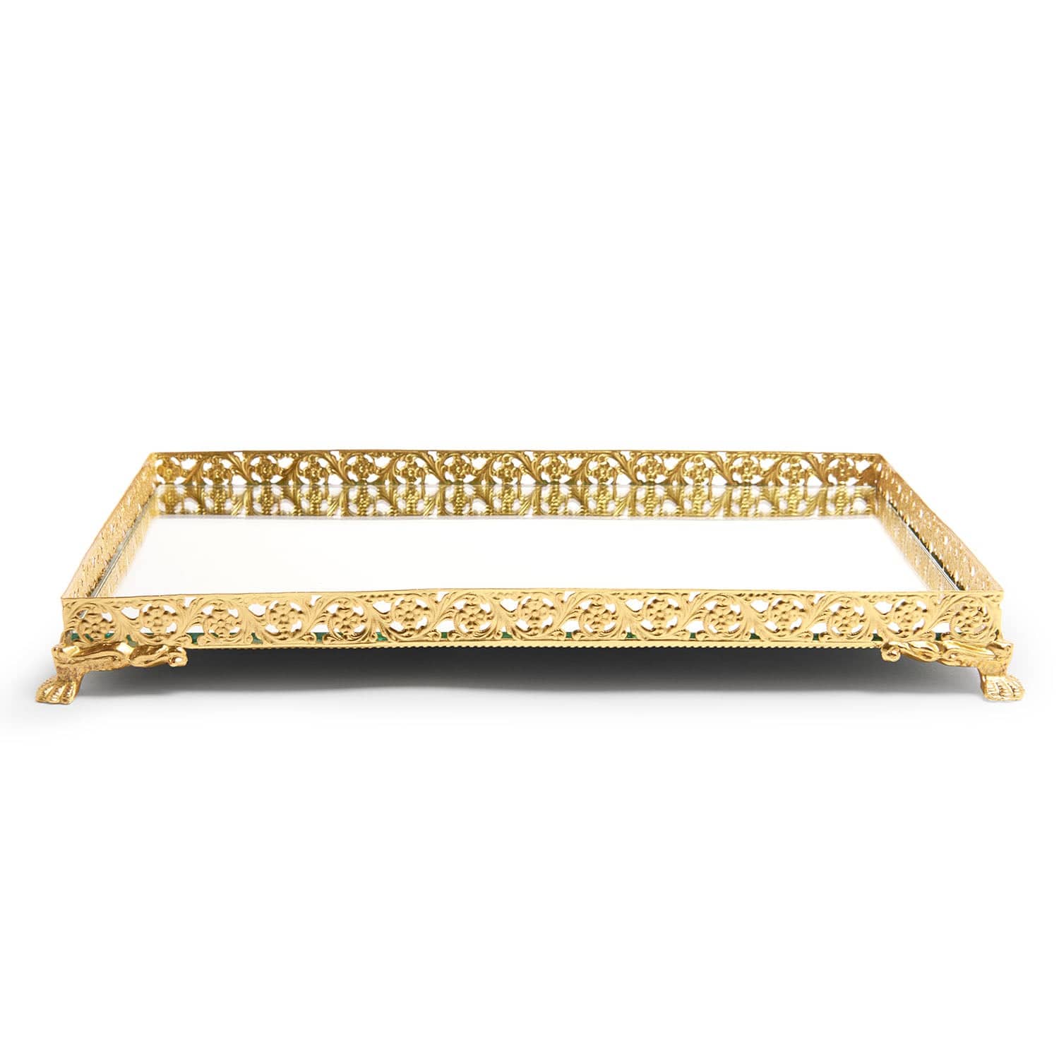 Royal Red Rectangular Tray 30 21 5 Red Gold - A3521834