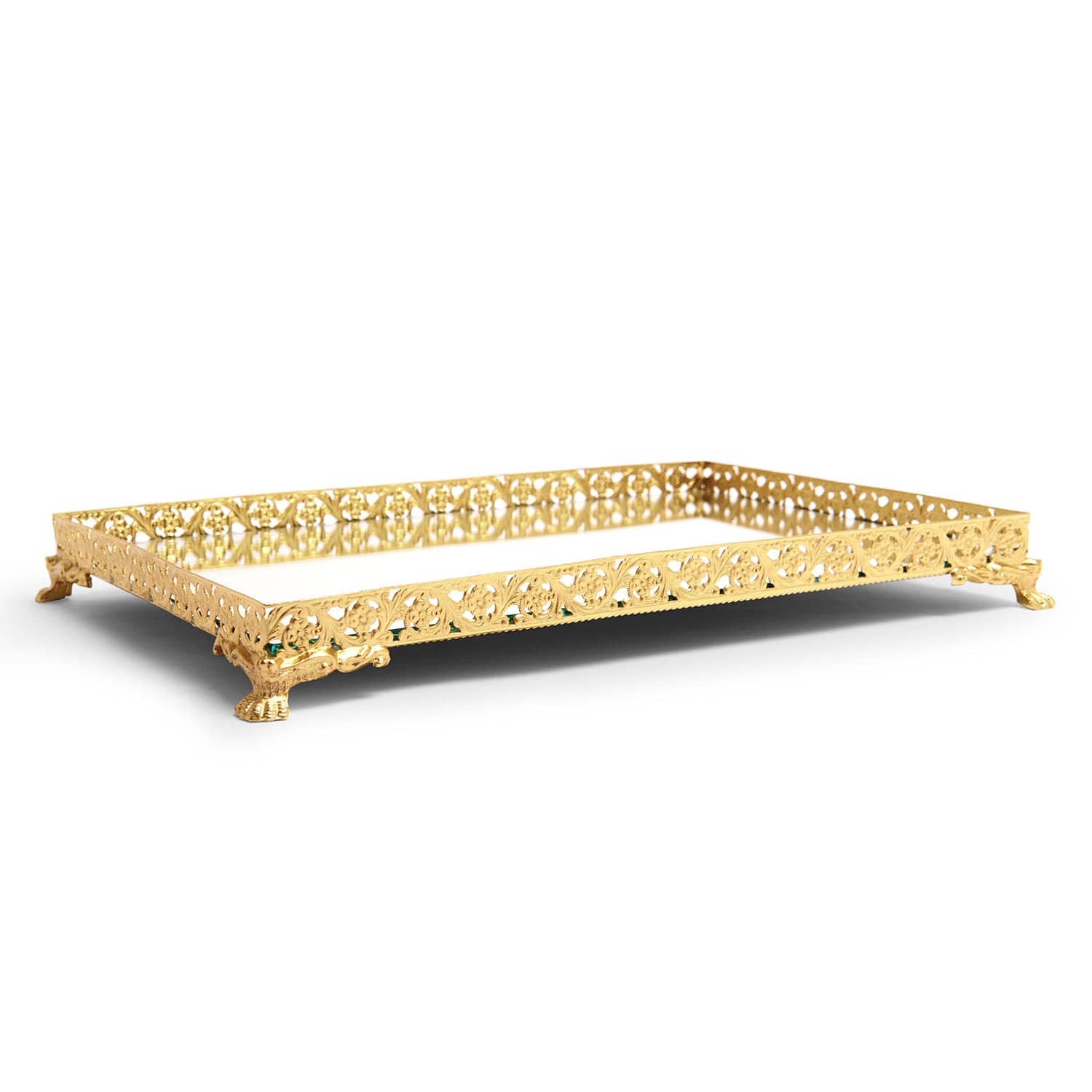 Royal Red Rectangular Tray 30 21 5 Red Gold - A3521834