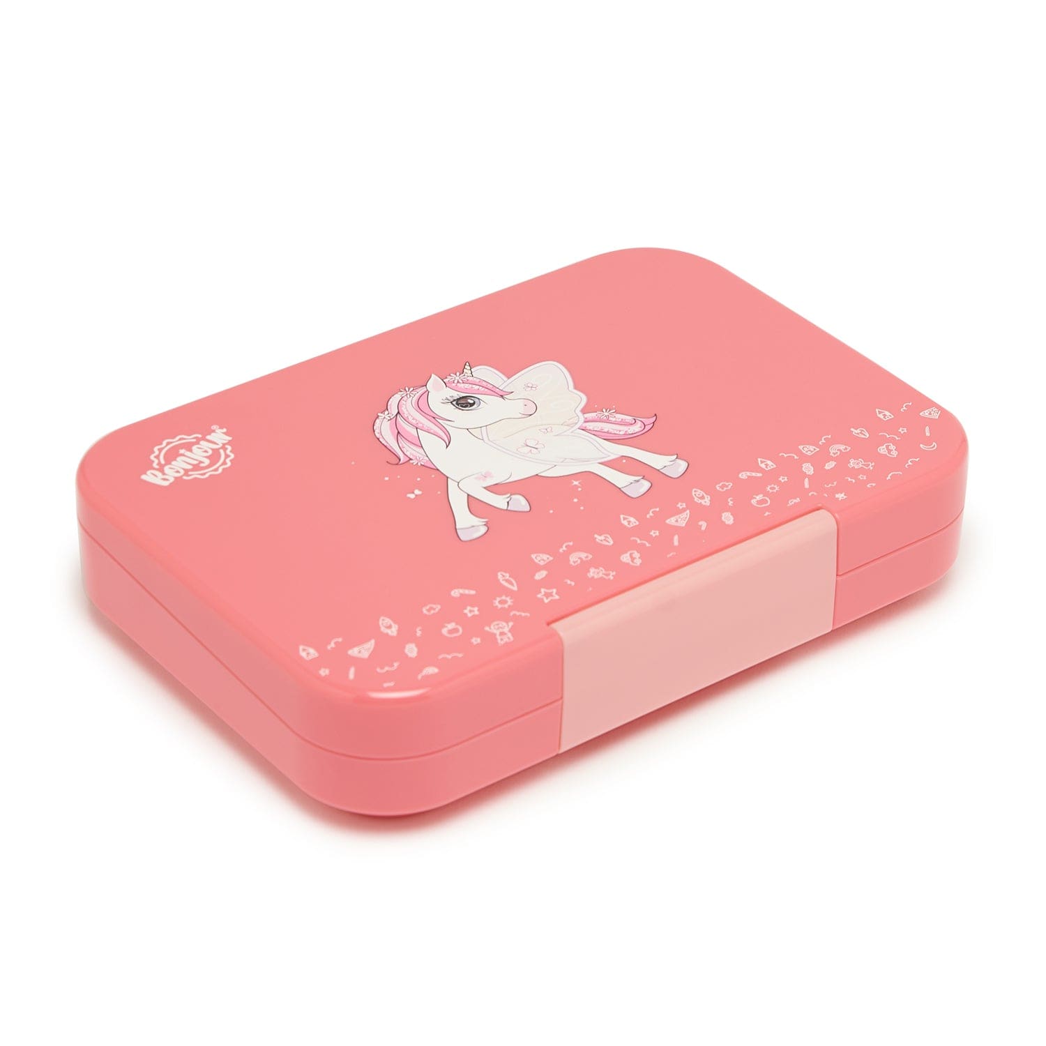 BONJOUR RECTANGULAR MINI LUNCH BOX 6/4 COMPARTMENT DESIGN 002 PINK UNICORN