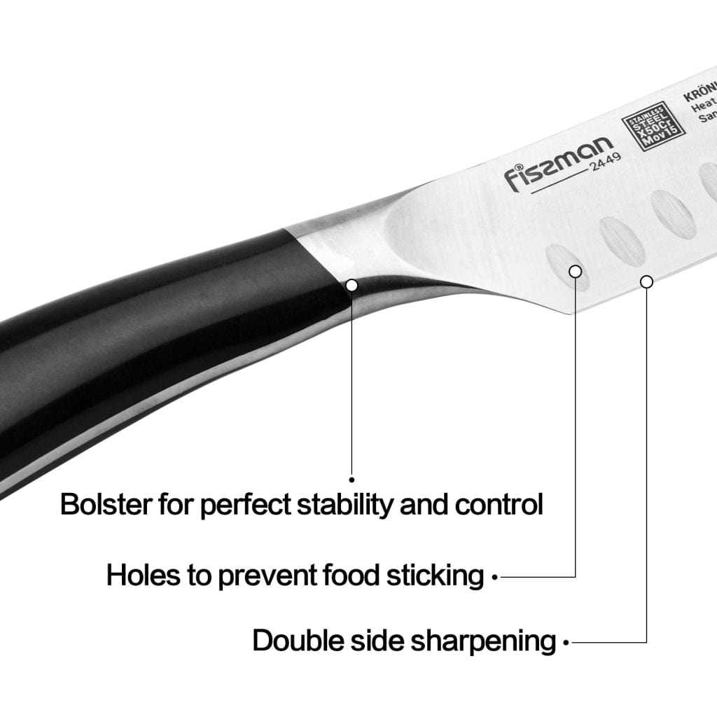 Fissman Santoku Knife Krönung Series Black/Silver 5inch