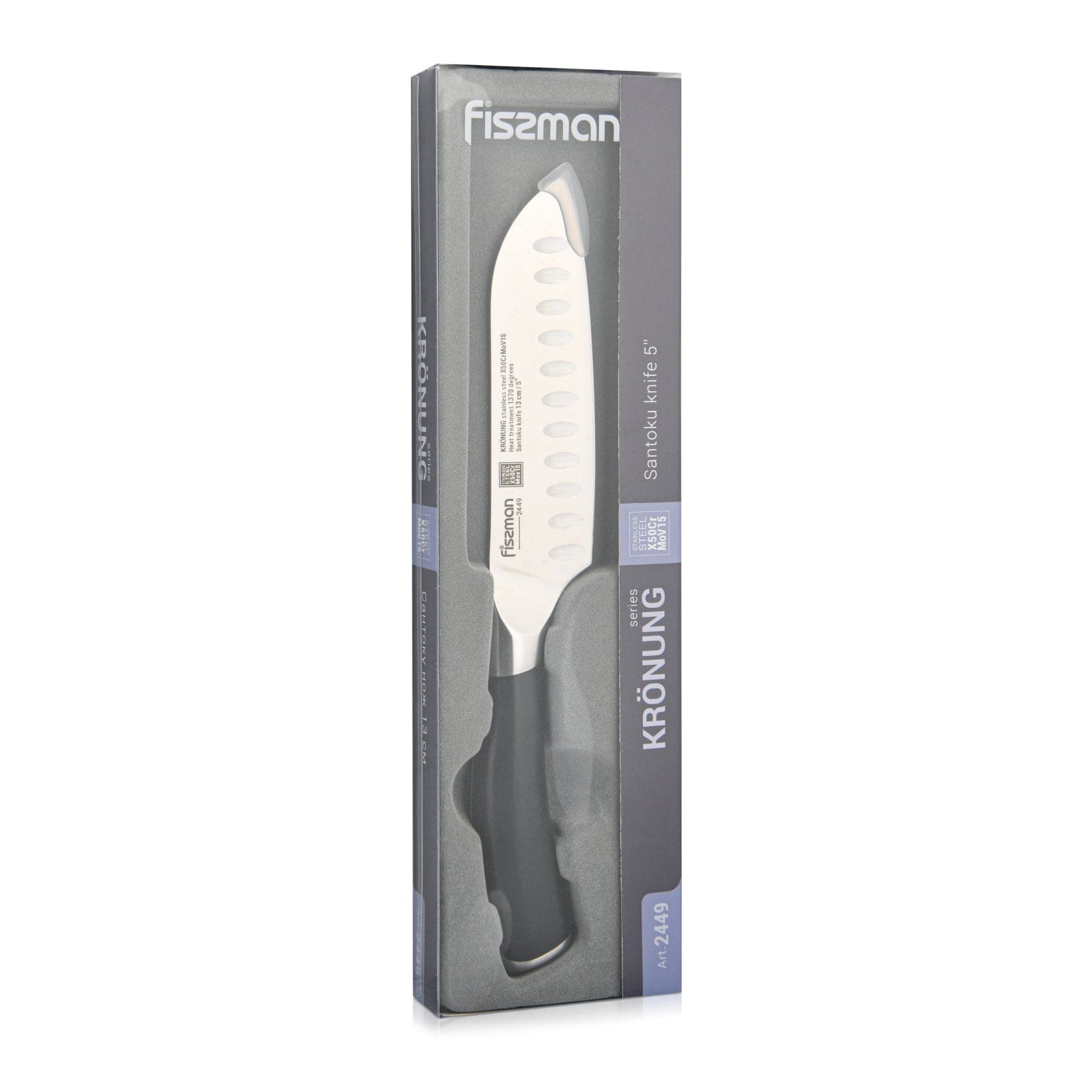 Fissman Santoku Knife Krönung Series Black/Silver 5inch