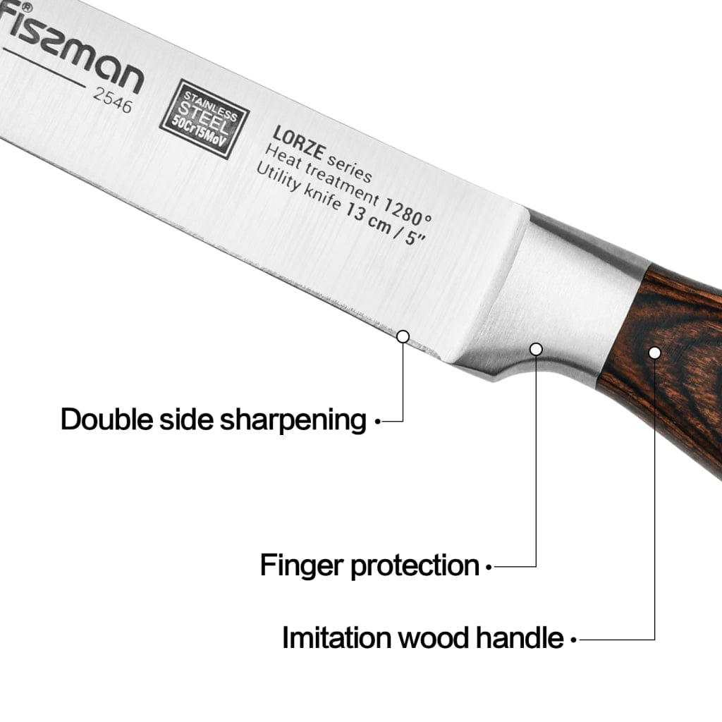 Fissman Utility Knife Silver/Brown 5inch Stainless Steel