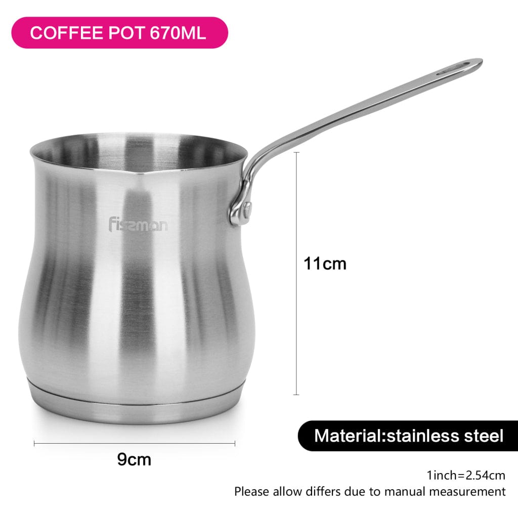 Fissman Stainless Steel Coffee Pot with Induction Bottom Silver 670ml