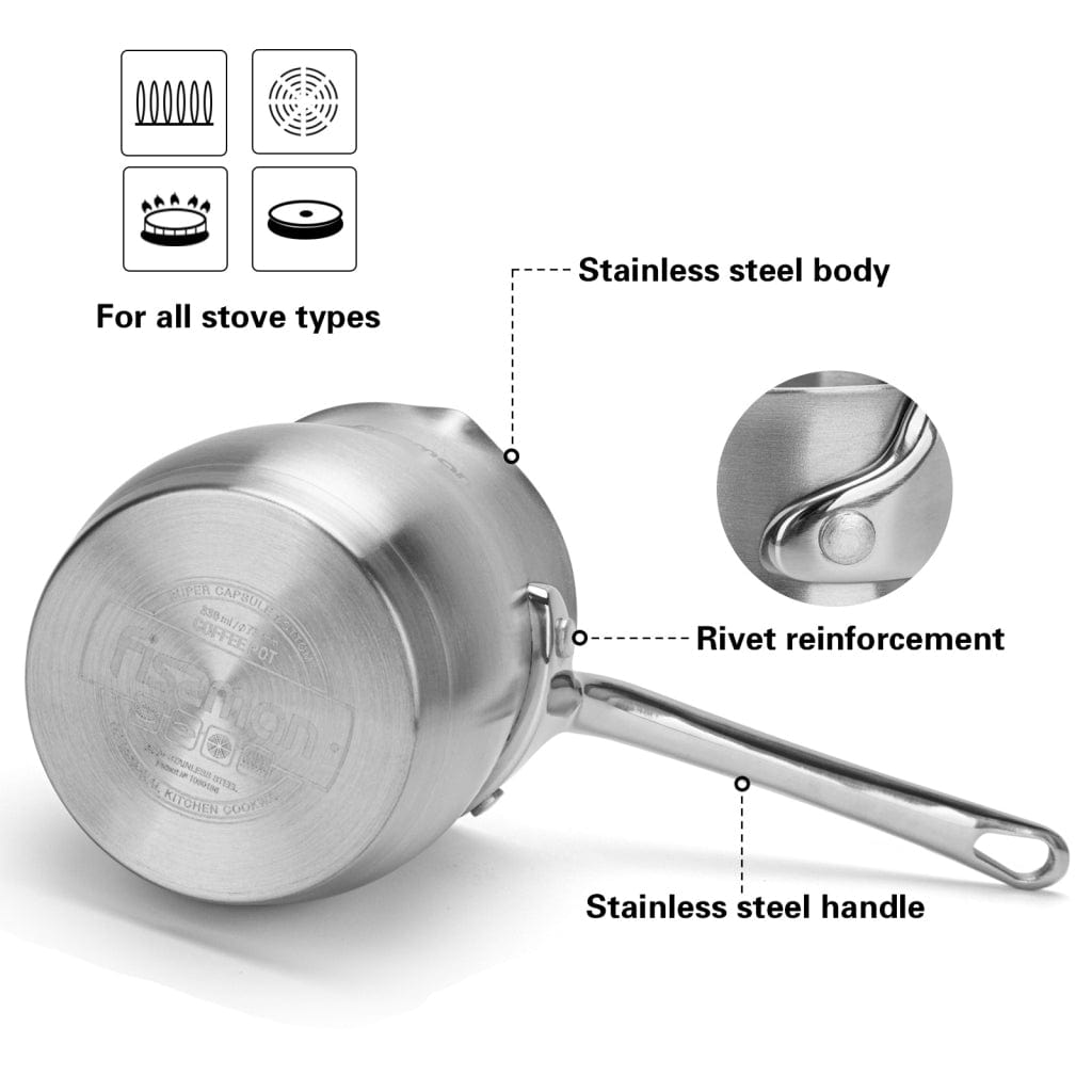 Fissman Stainless Steel Coffee Pot with Induction Bottom Silver 670ml