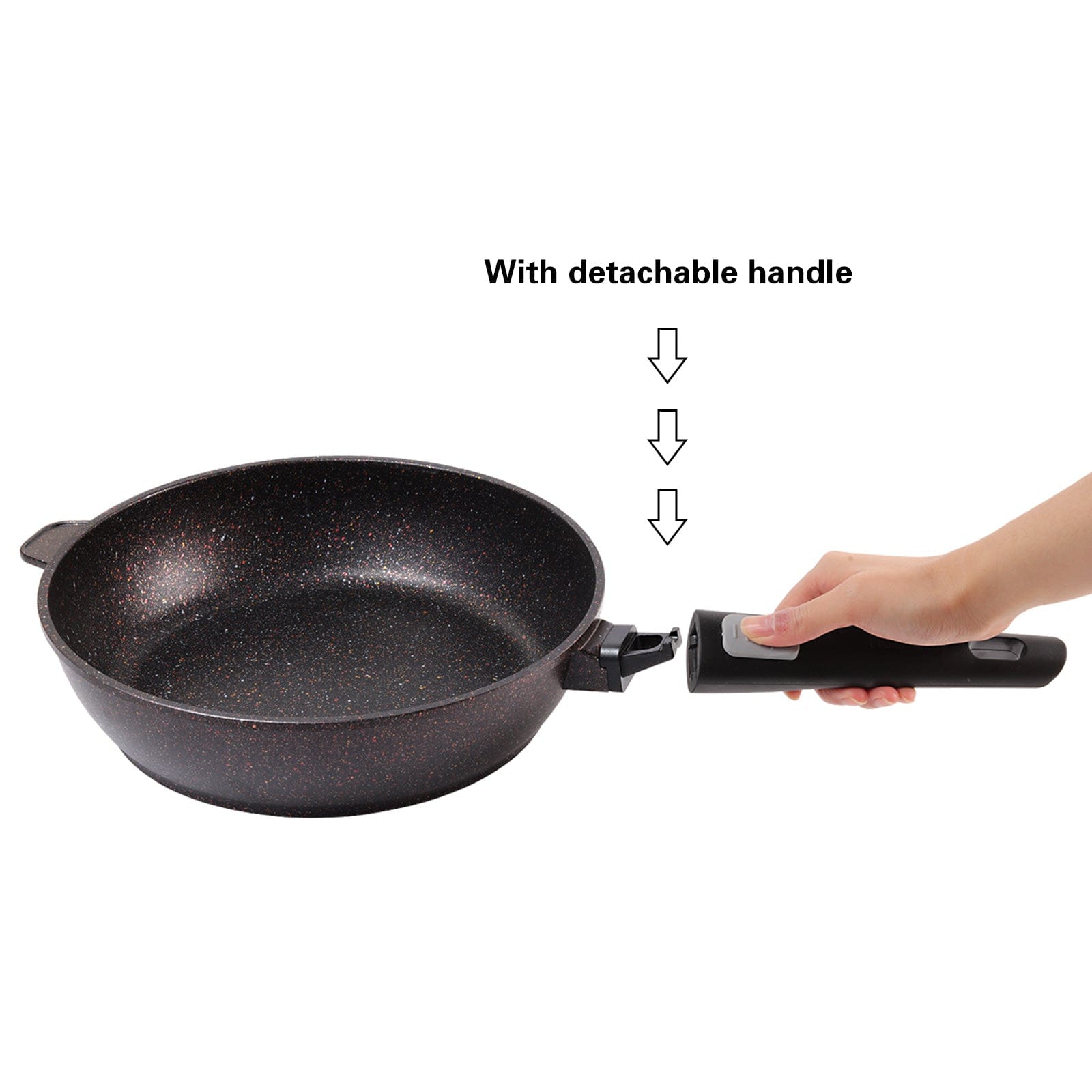 Fissman Frying Pan With Detachable Handle Rebusto Series Aluminum With Non-Stick Coating Black 24cm