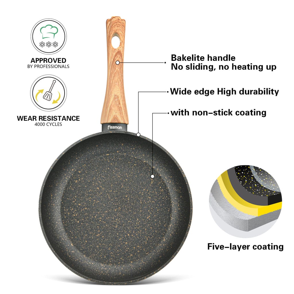 Fissman Frying Pan Cosmic Series Aluminum With Platinum Coated Detachable Handle Black/Brown 20x4.5cm