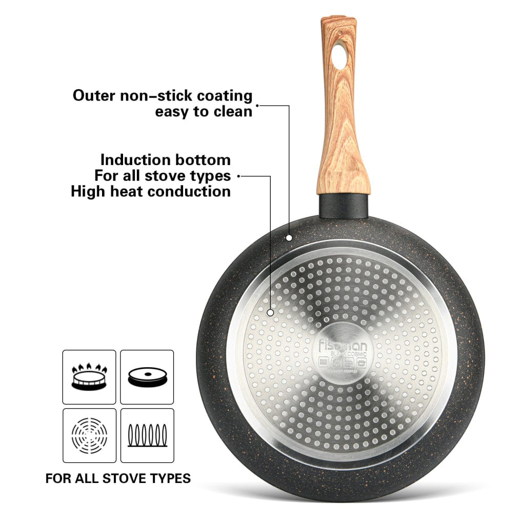 Fissman Frying Pan Cosmic Series Aluminum With Platinum Coated Detachable Handle Black/Brown 20x4.5cm