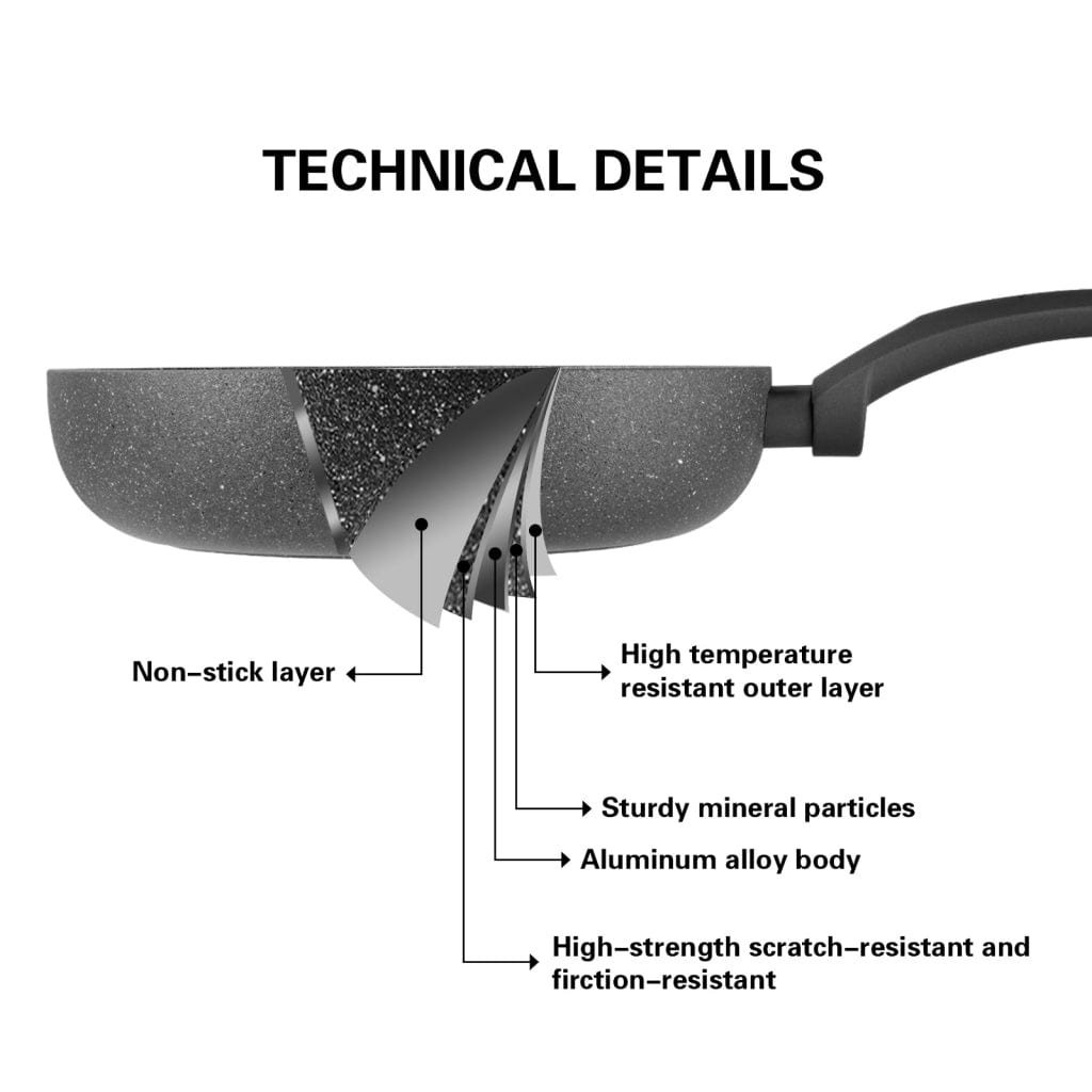 Fissman Deep Frying Pan 28cm Grey Stone Series Aluminum and Non- Stick Coating