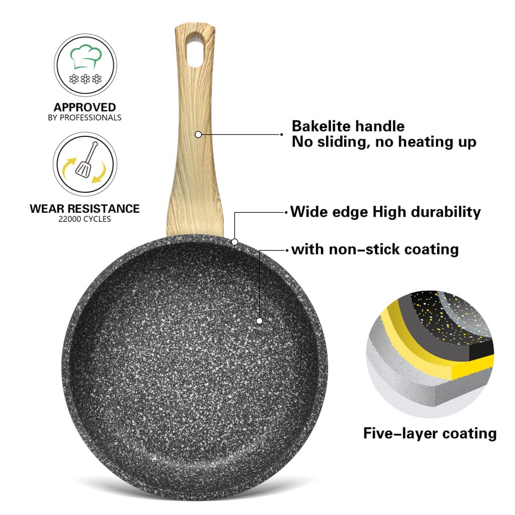 Fissman Non Stick Deep Frying Pan Black/Beige 26x5.7cm