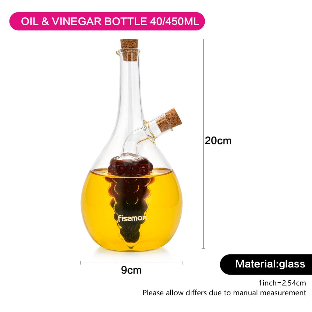 Fissman Oil & Vinegar Bottle 40/450ml 2-In-1 (Borosilicate Glass)