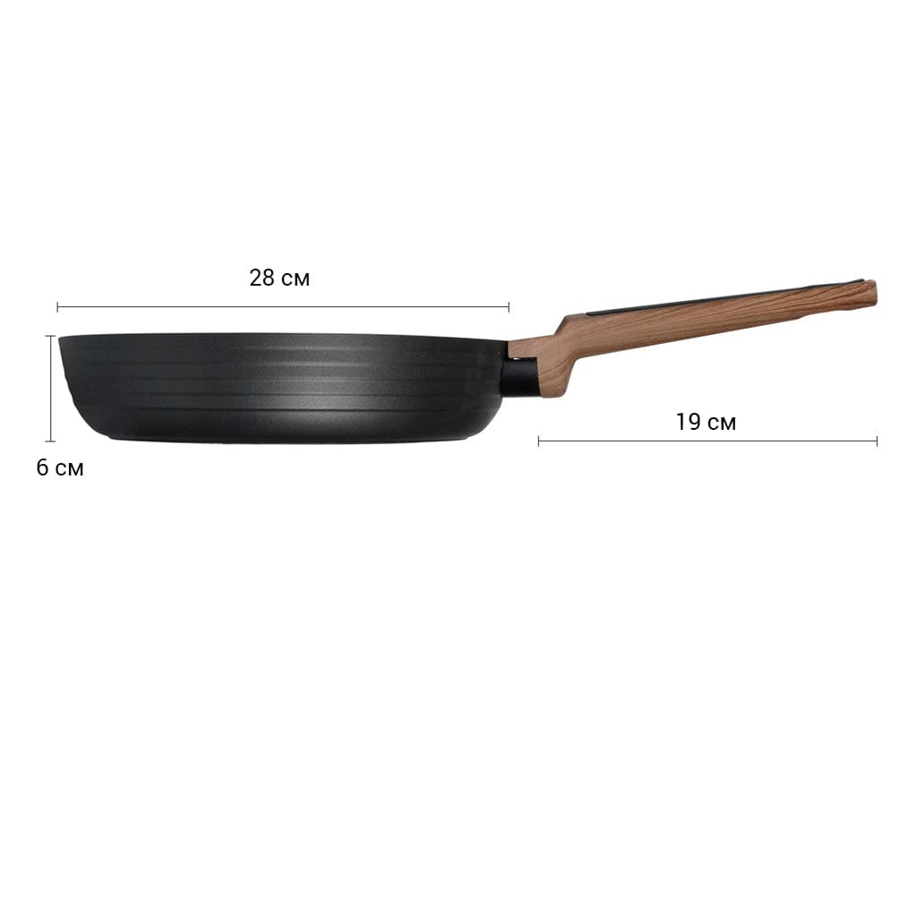 Fissman Frying Pan Diamond Series Series Aluminum With Induction Bottom And Professional Non Stick Coating Greblon C3+ Black 26x5.8cm