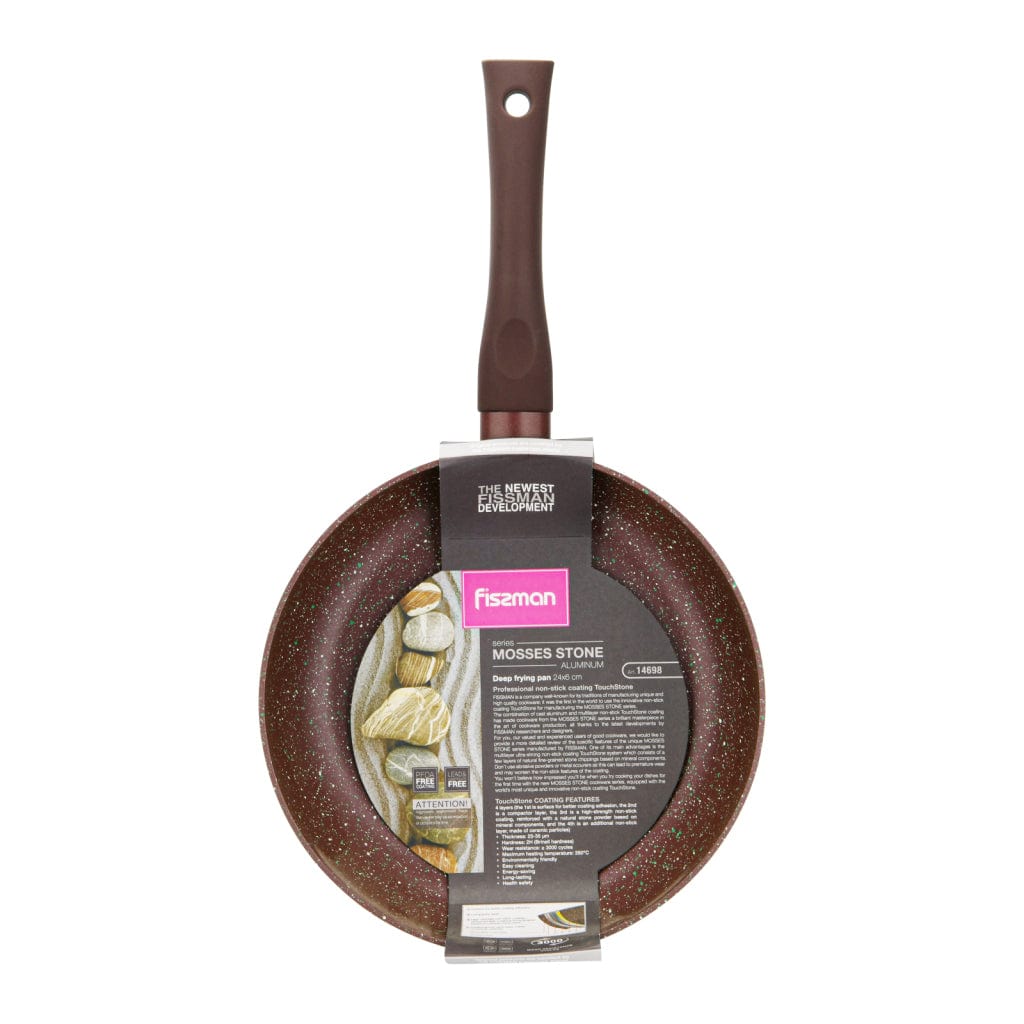 Fissman Deep Frying Pan 24x6cm Mosses Stone Professional Non Stick Coating TouchStone Brown