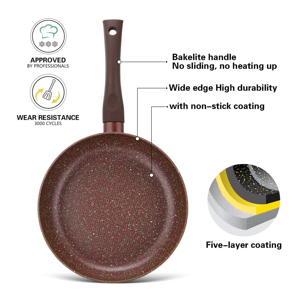 Fissman Deep Frying Pan 24x6cm Mosses Stone Professional Non Stick Coating TouchStone Brown