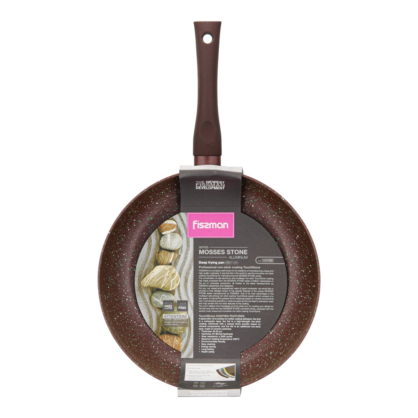 Fissman Deep Frying Pan Brown 26x7cm Mosses Stone Professional Non Stick Coating TouchStone Brown