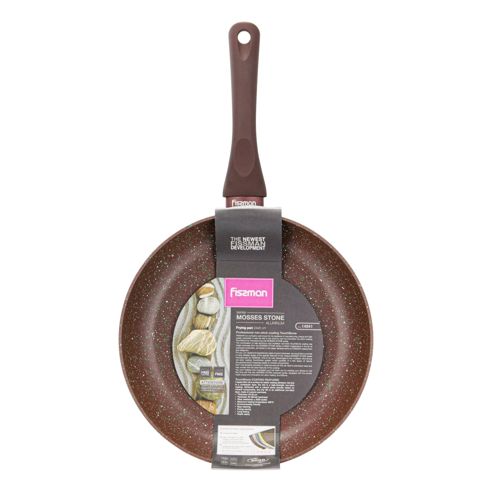 Fissman Deep Frying Pan Mosses Stone Professional Non Stick Coating TouchStone Brown 24x5cm