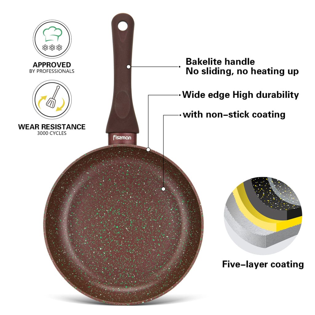 Fissman Frying Pan Mosses Stone Series Professional Non Stick Coating TouchStone Brown 26x5.5cm