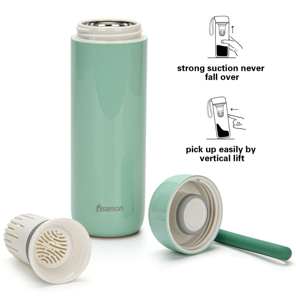 Fissman Never Spill Over Stainless Steel Thermos Flask Green 400ml