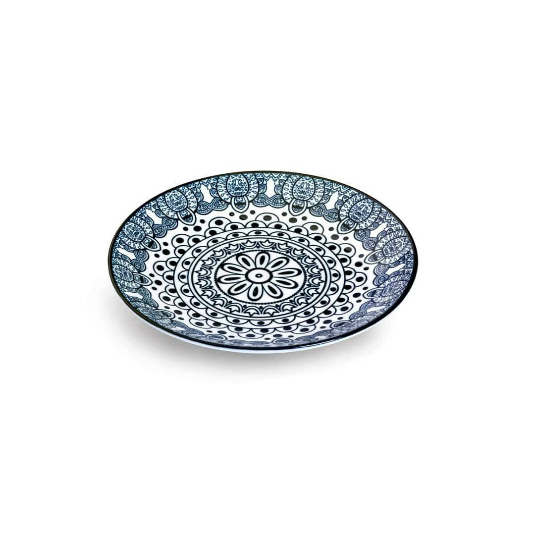 Che Brucia Arabesque Blue Porcelain Round Plate