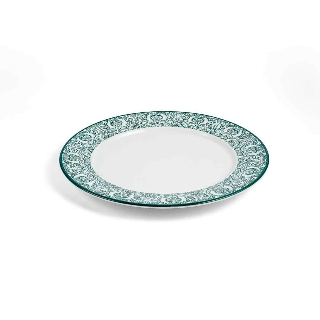 Che Brucia Arabesque Green Porcelain Flat Plate