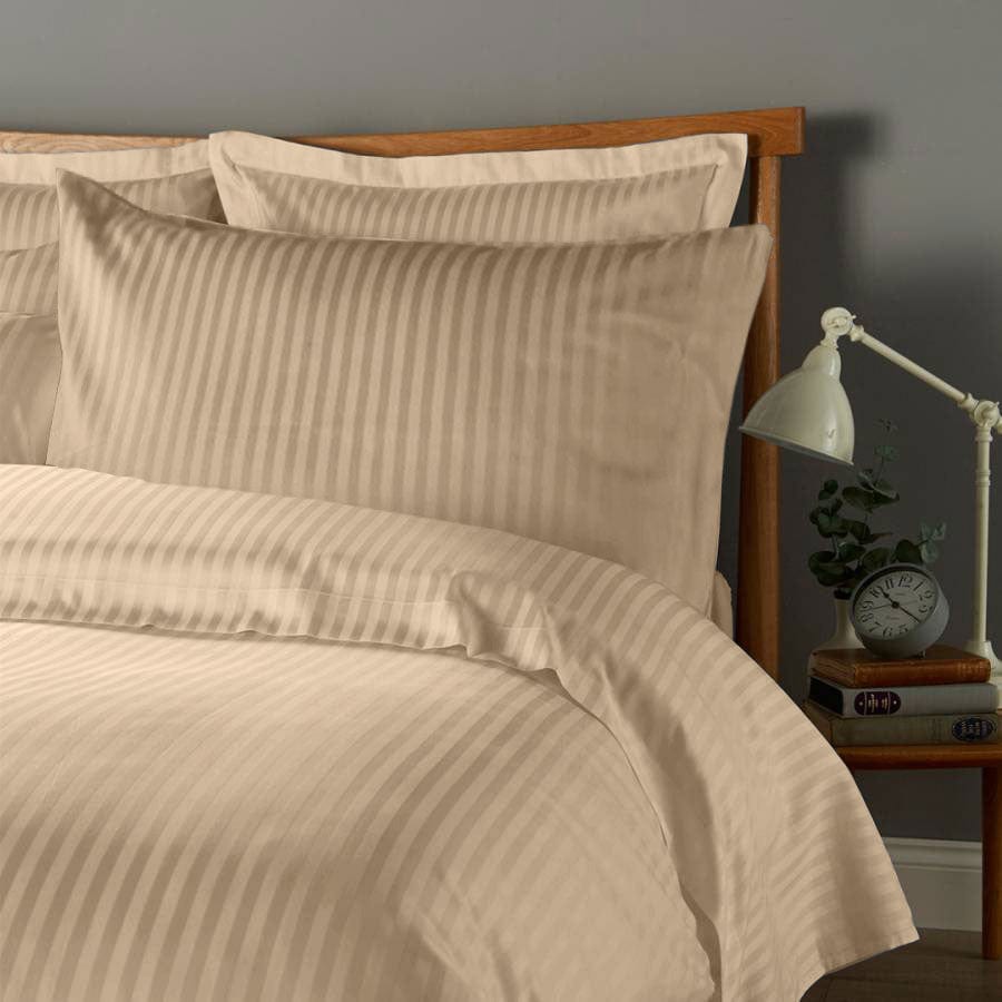 Cotton Home 6-piece Stripe Duvet Set Light Brown