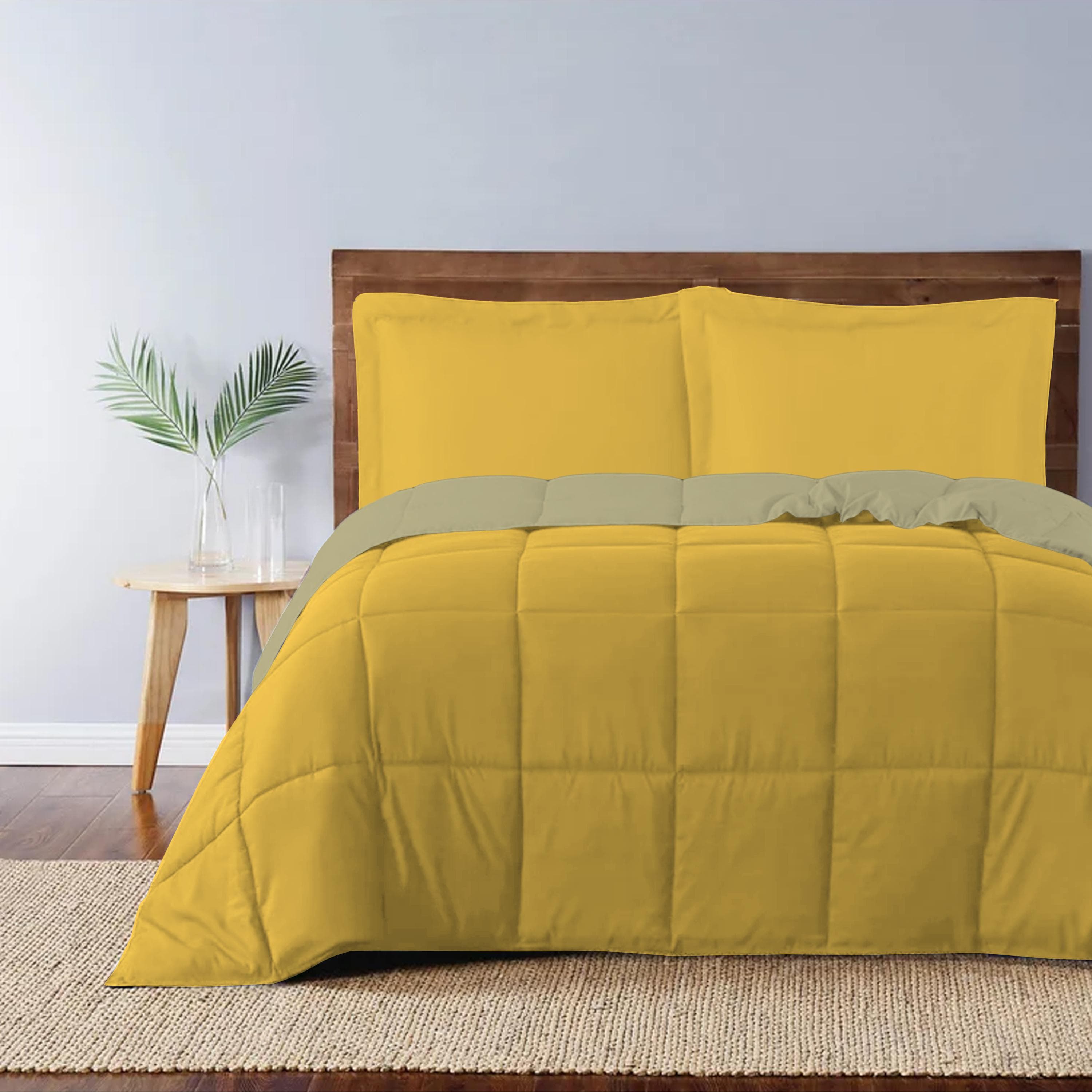 Cotton Home Adult 3-piece Set Reversible Comforter Golden