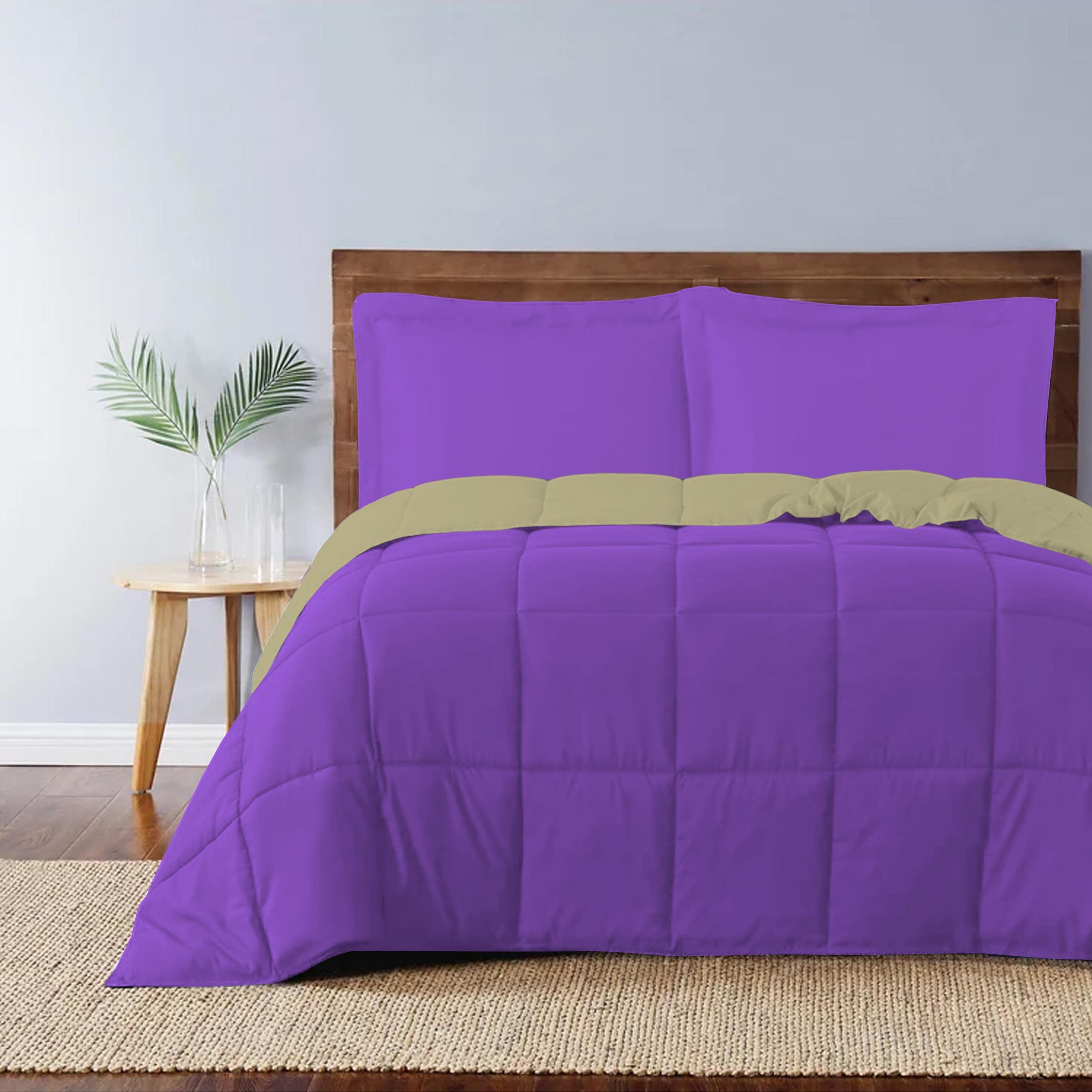 Cotton Home Adult 3-piece Set Reversible Comforter Violet