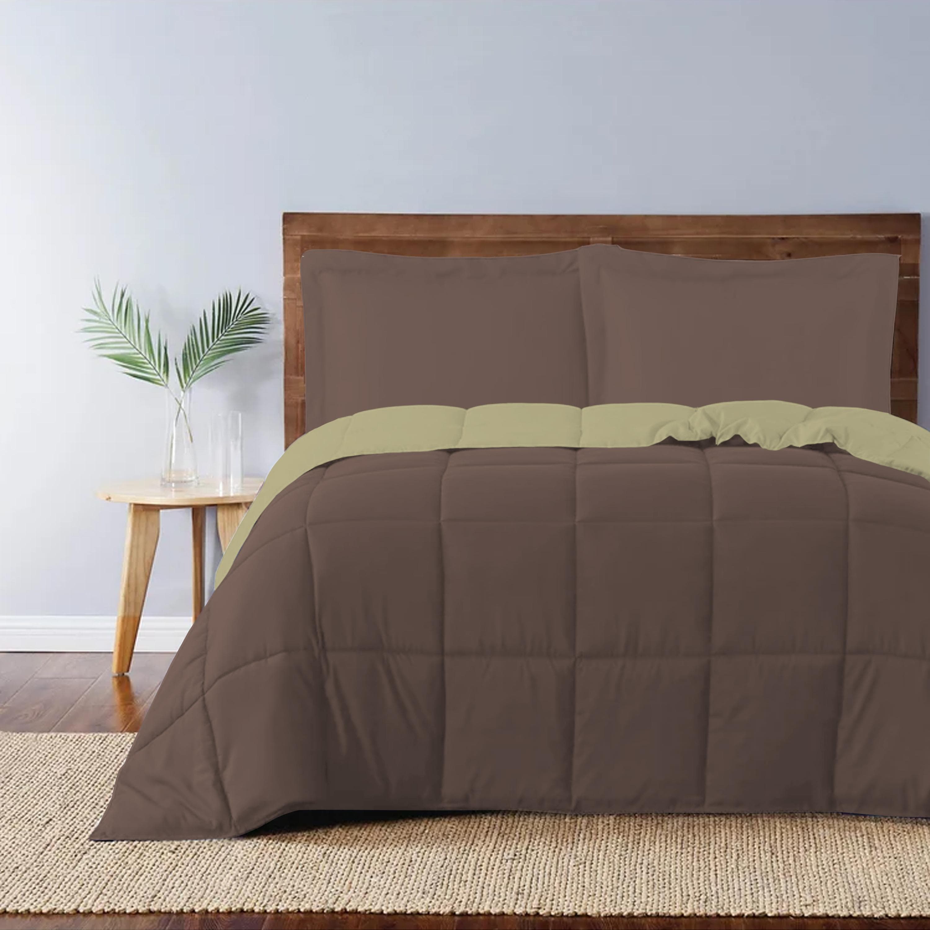 Cotton Home Adult 3-piece Set Reversible Comforter Chocolate Brown