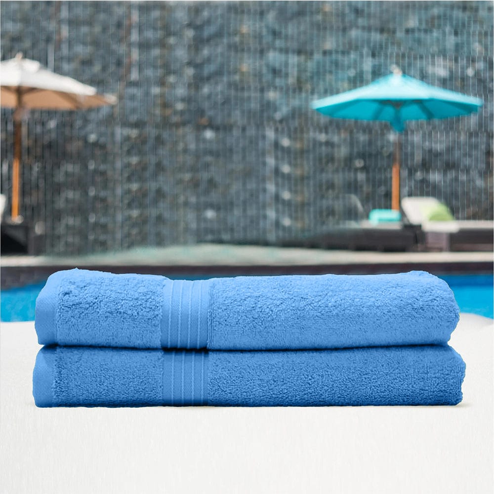 Cotton Home Bath Towel 2-piece Set Light Blue