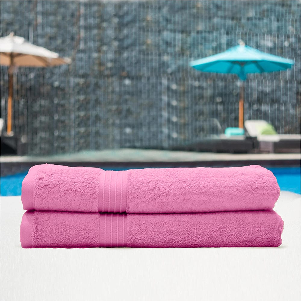 Cotton Home Bath Towel 2-piece Set Pink