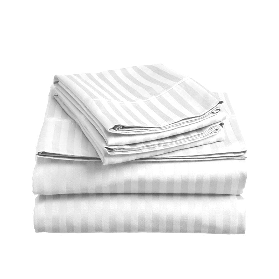 Cotton Home 6-piece Set Stripe Duvet Cover Stipe White