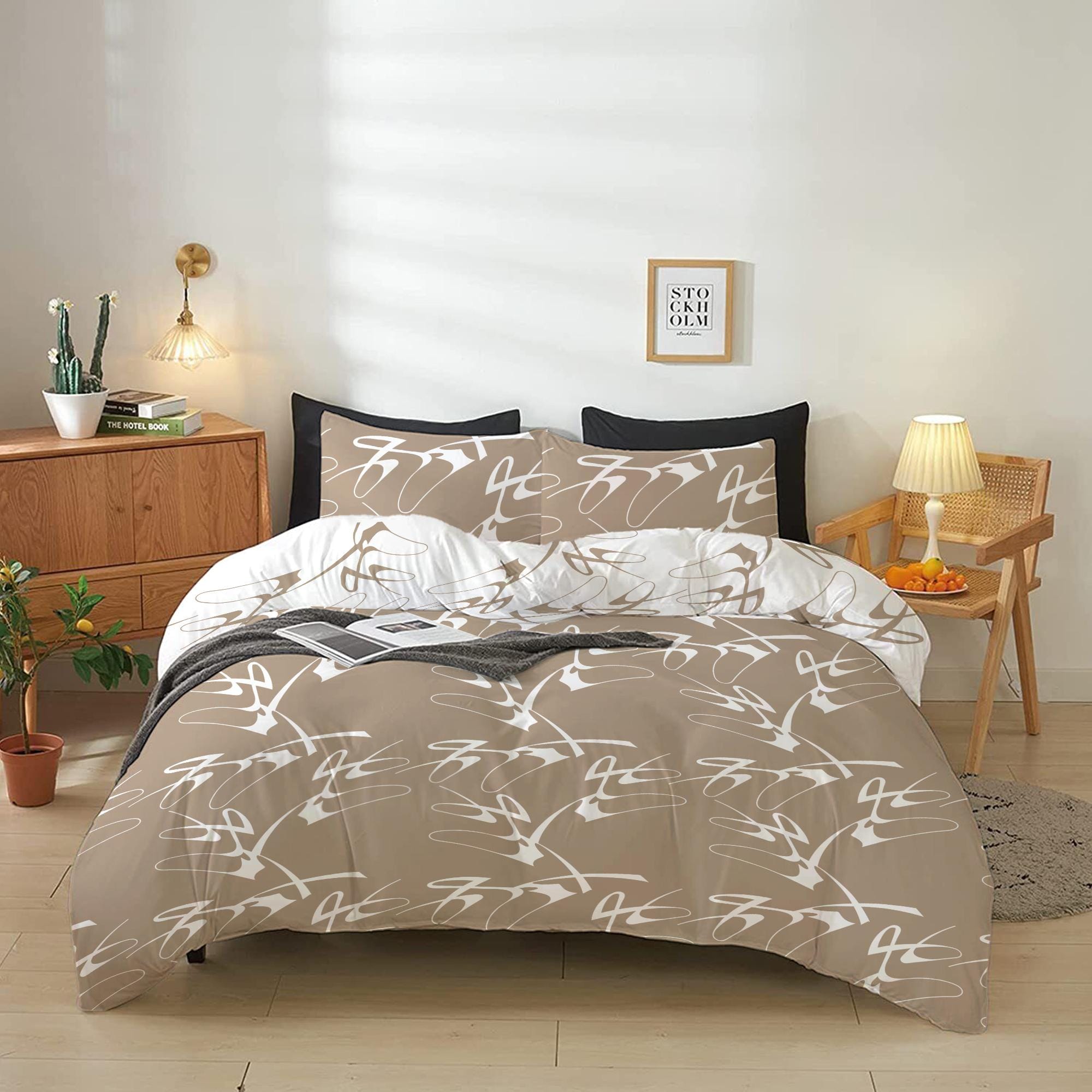 Cotton Home 4-Piece Luxury Cotton Comforter Set Abstract Stock