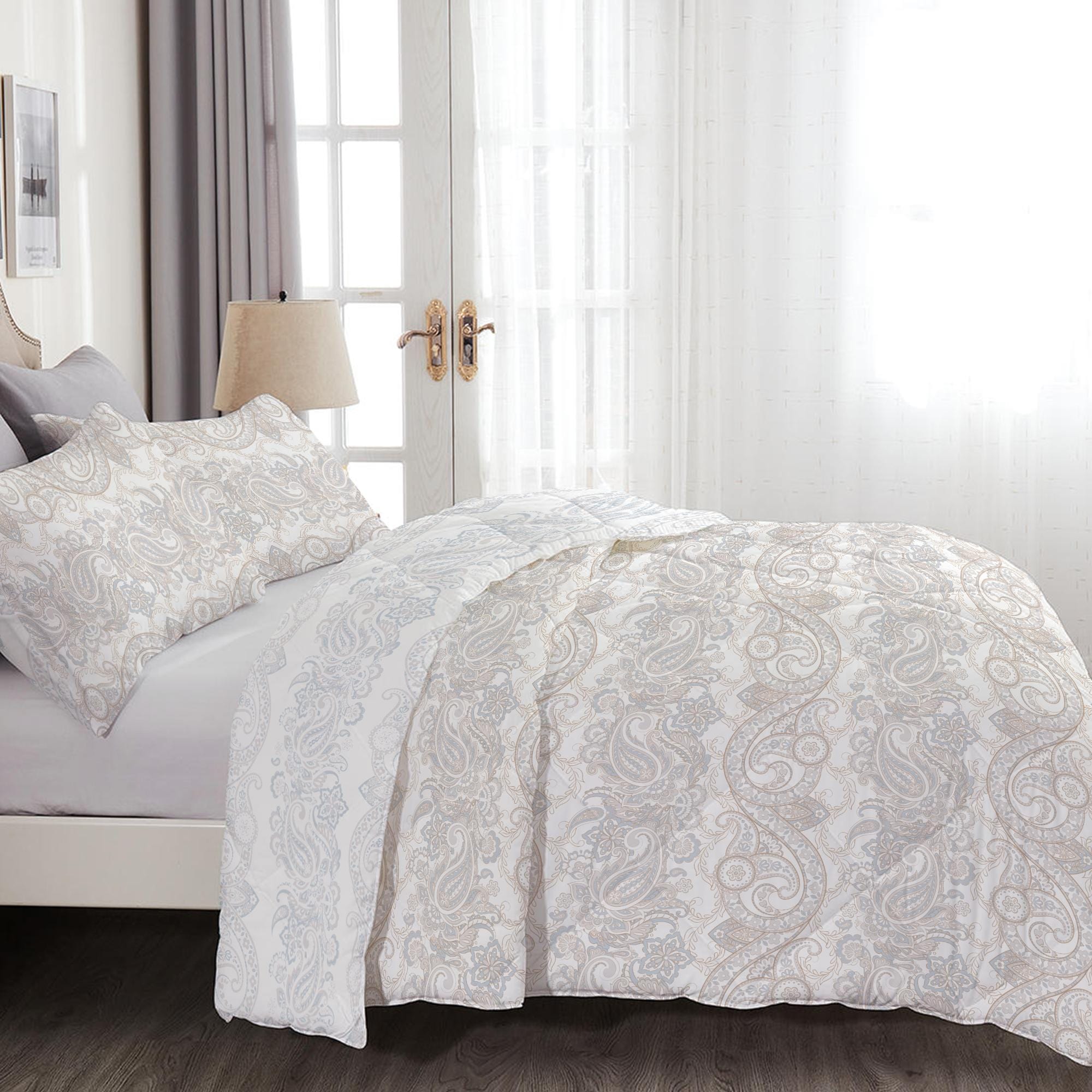 Cotton Home 4-Piece Luxury Cotton Comforter Set Pailsey Print