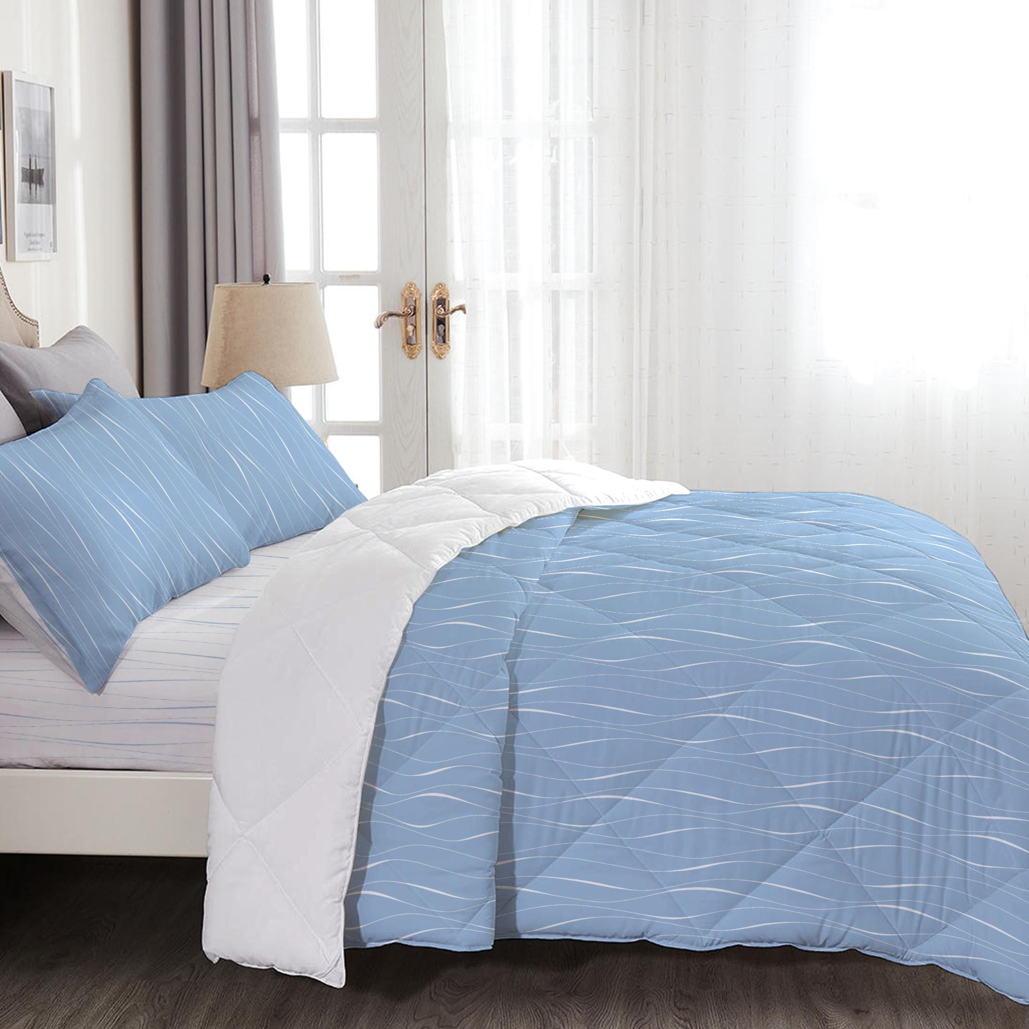 Cotton Home 4-Piece Luxury Cotton Comforter Set Pastel Blue