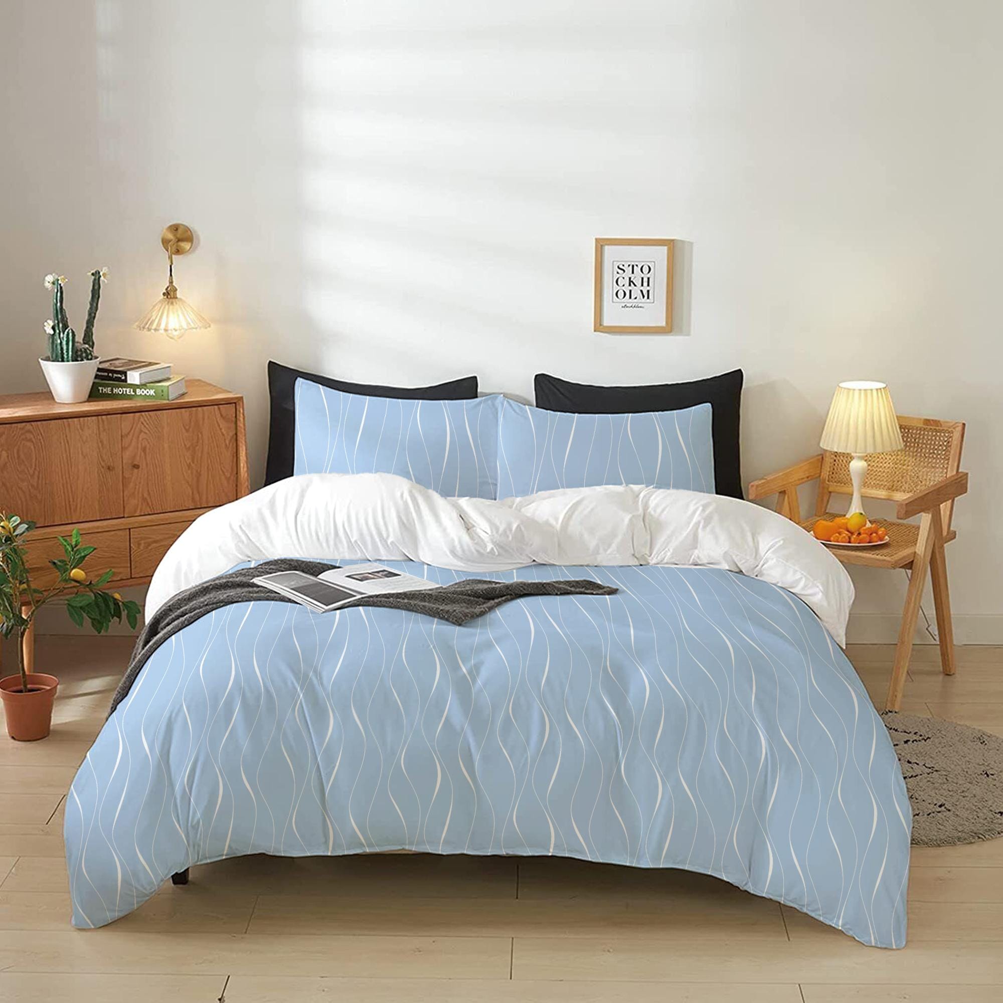 Cotton Home 4-Piece Luxury Cotton Comforter Set Pastel Blue