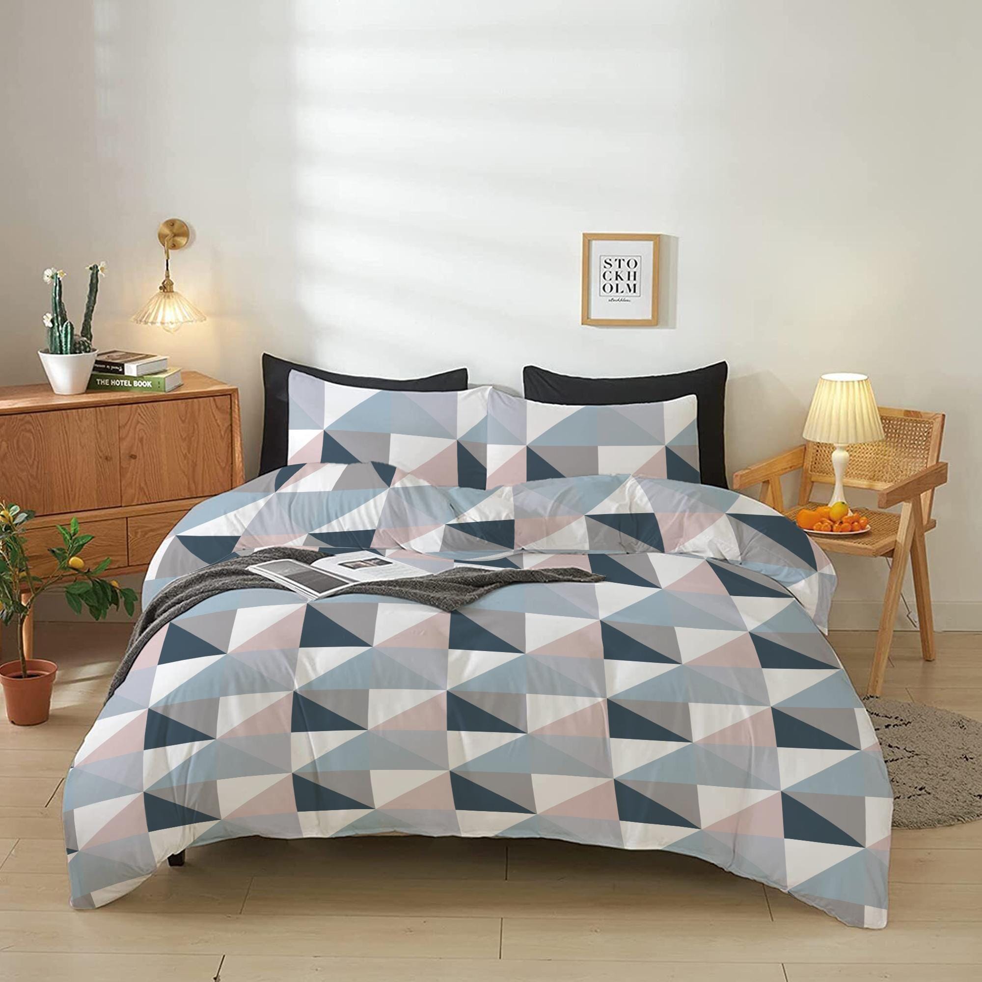 Cotton Home 4-Piece Luxury Cotton Comforter Set Geometric Symmetry